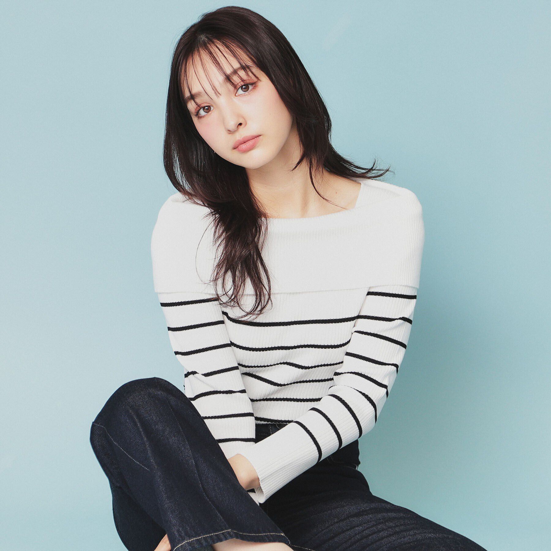 index「《美人百花掲載》オフショルダーリブニット【洗濯機洗い可/抗ピル】」|ニット・セーター|オフホワイト(303