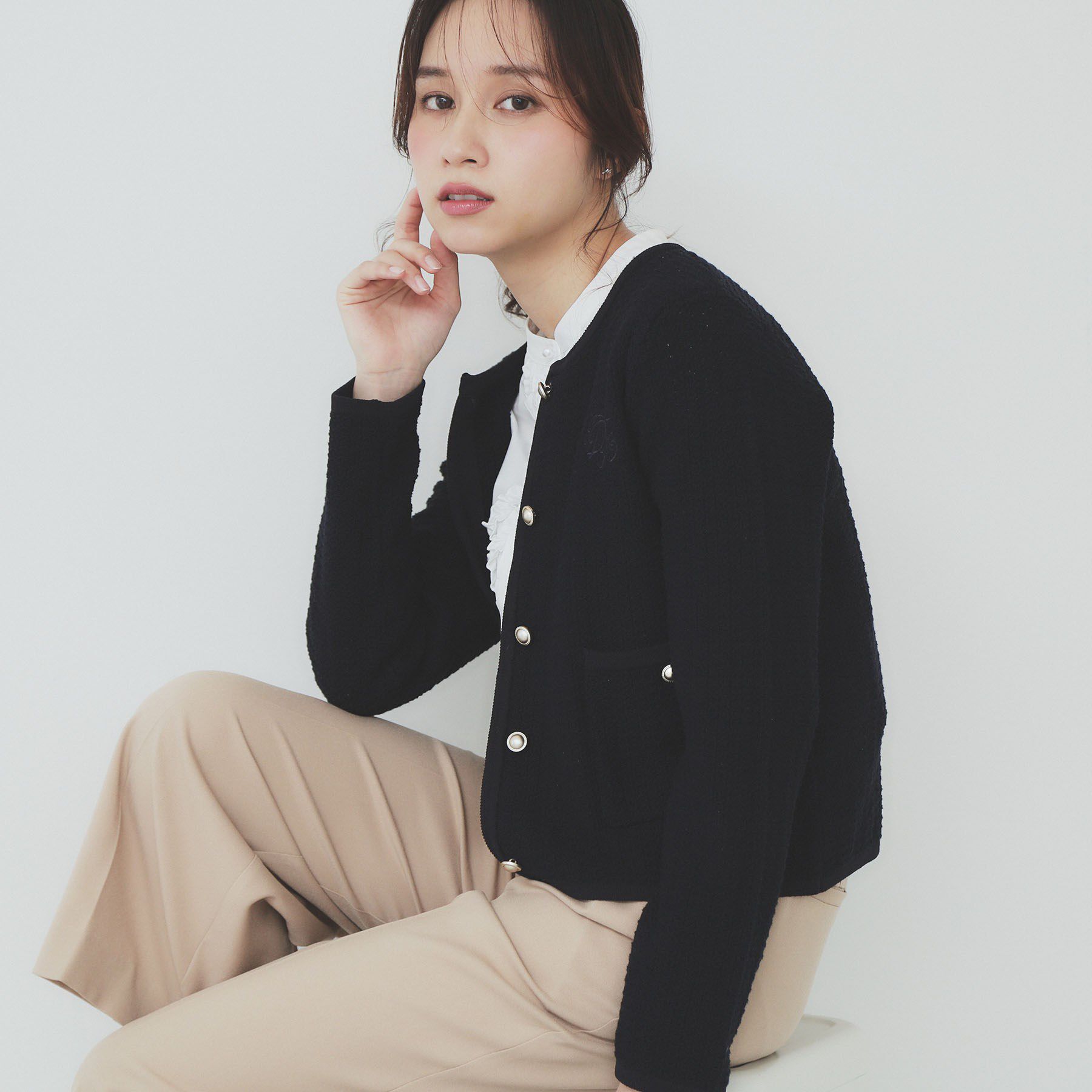 index「コットンカノコカーディガン【洗濯機洗い可】」|カーディガン|ネイビー(094)