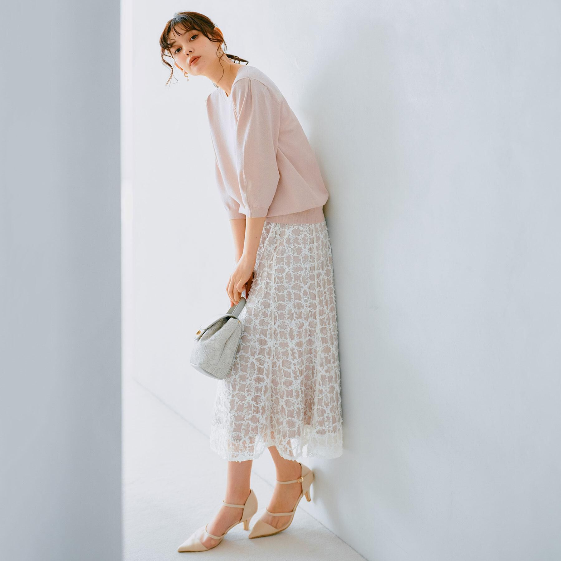 index「《7色展開/XS-LLサイズ》クルーネックデザインスリーブニット【洗濯機洗い可】」|ニット・セーター|