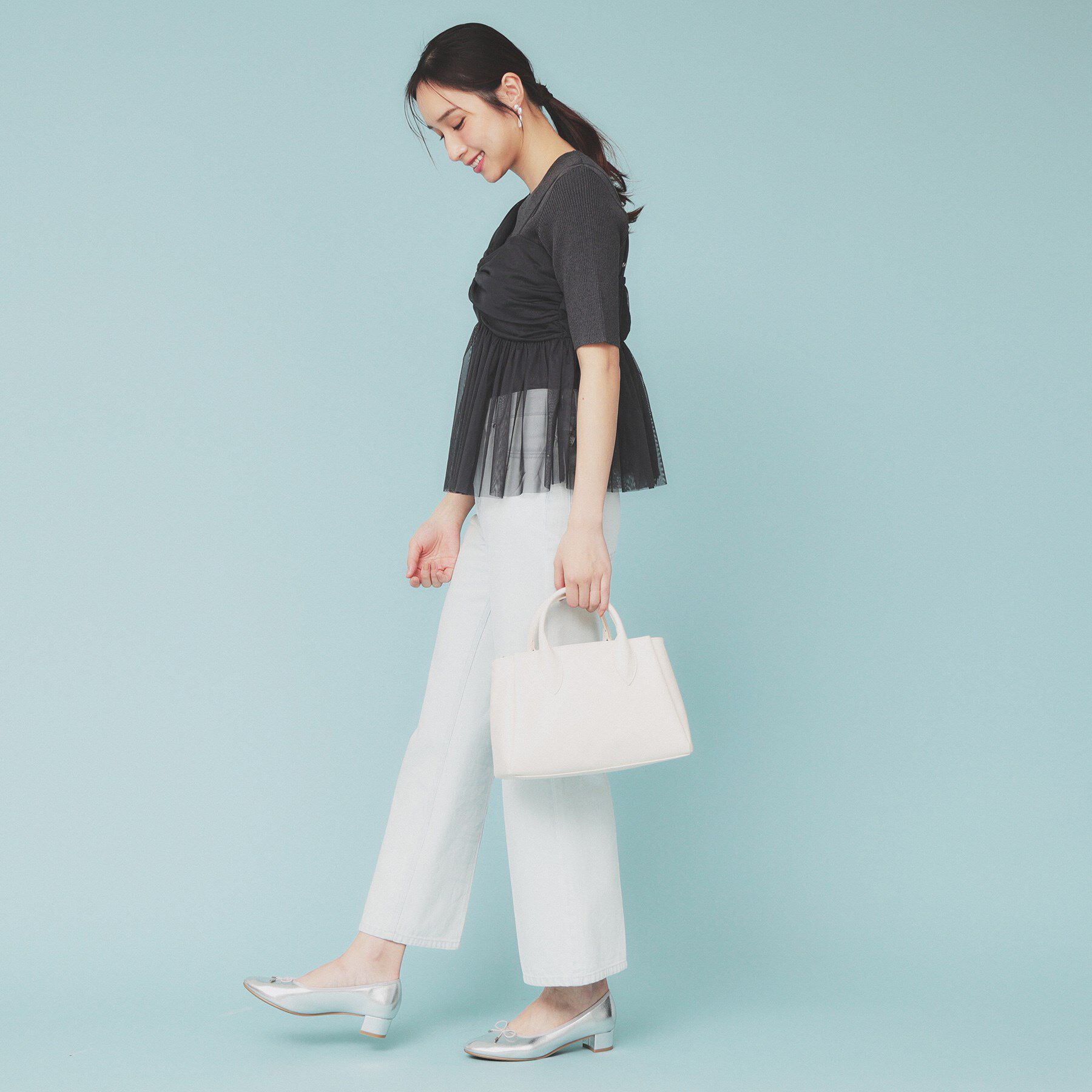 index「《ツインセット》アシメチュールキャミ&times;ラメリブニット【洗濯機洗い可】」|ニット・セーター|