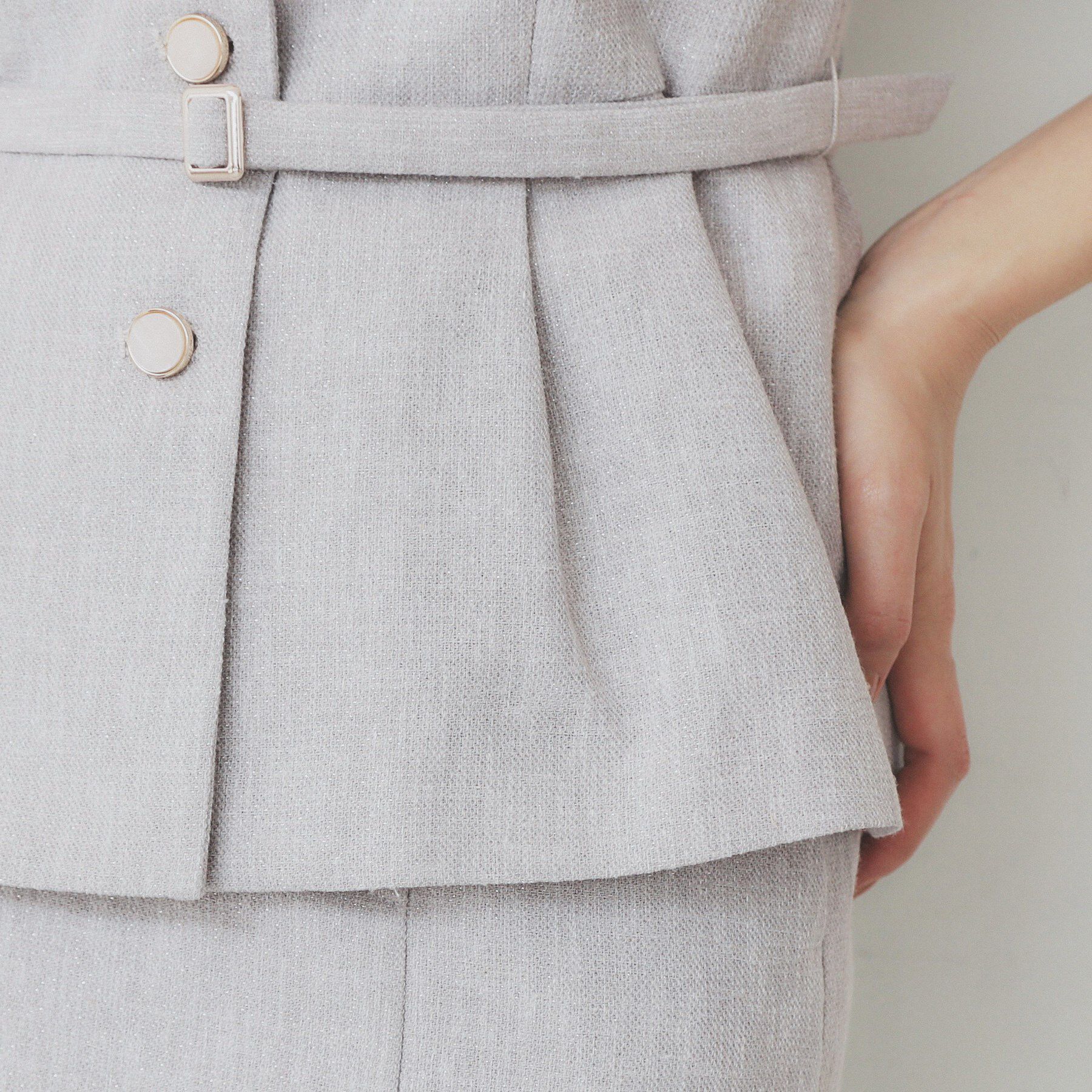 index「麻混ラメツイードペプラムジレ/セットアップ対応【洗濯機洗い可】」|ベスト・ジレ|