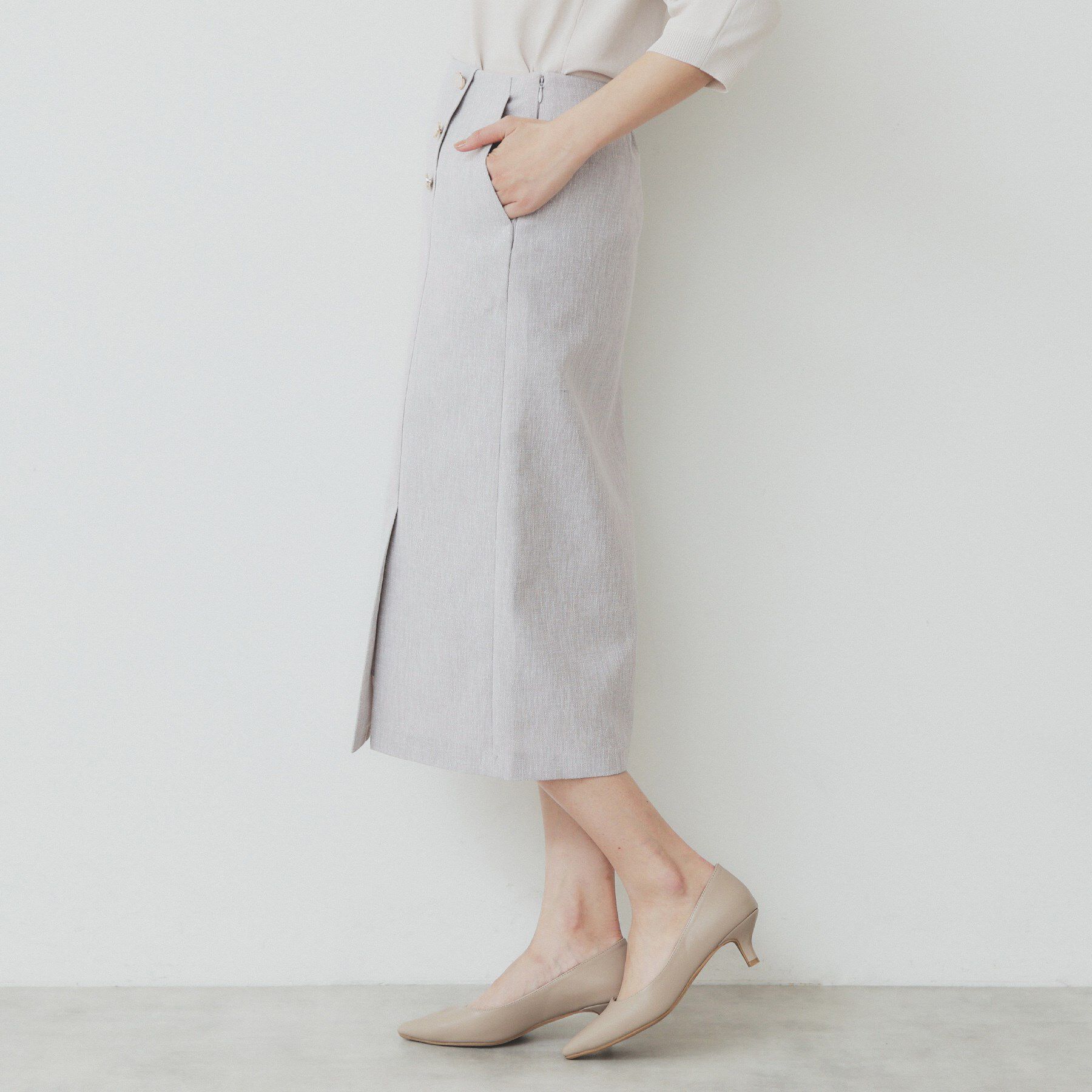 index「リネンライクラメツイードラップタイトスカート/セットアップ対応【洗濯機洗い可】」|スカート|