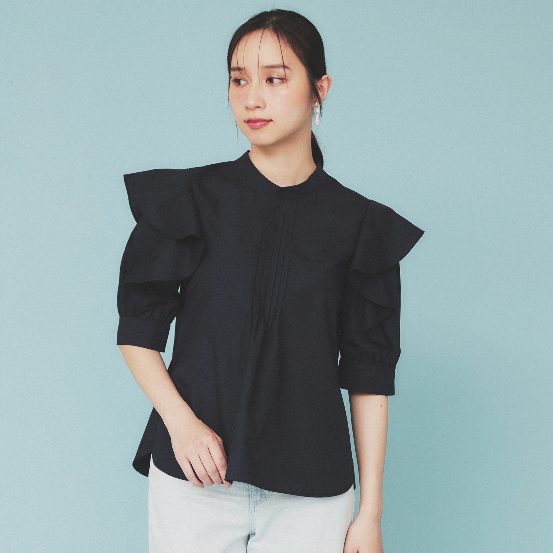 index「ハイネックフリルブラウス【洗濯機洗い可/イージーアイロン】」|シャツ・ブラウス|