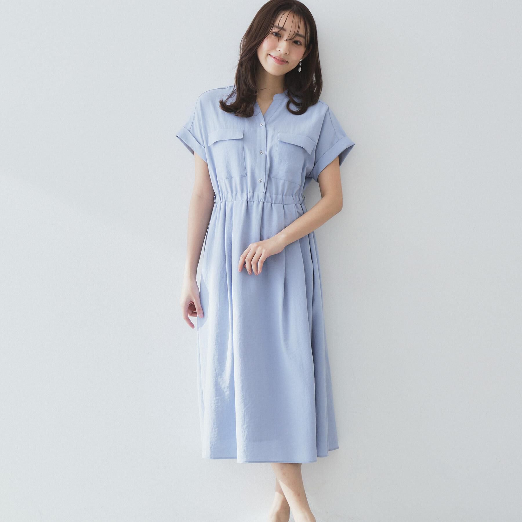 index「《7色展開/XS-LLサイズ》ダブルポケットスキッパーシャツワンピース【吸水速乾/防シワ/イージーア」|ワンピース|