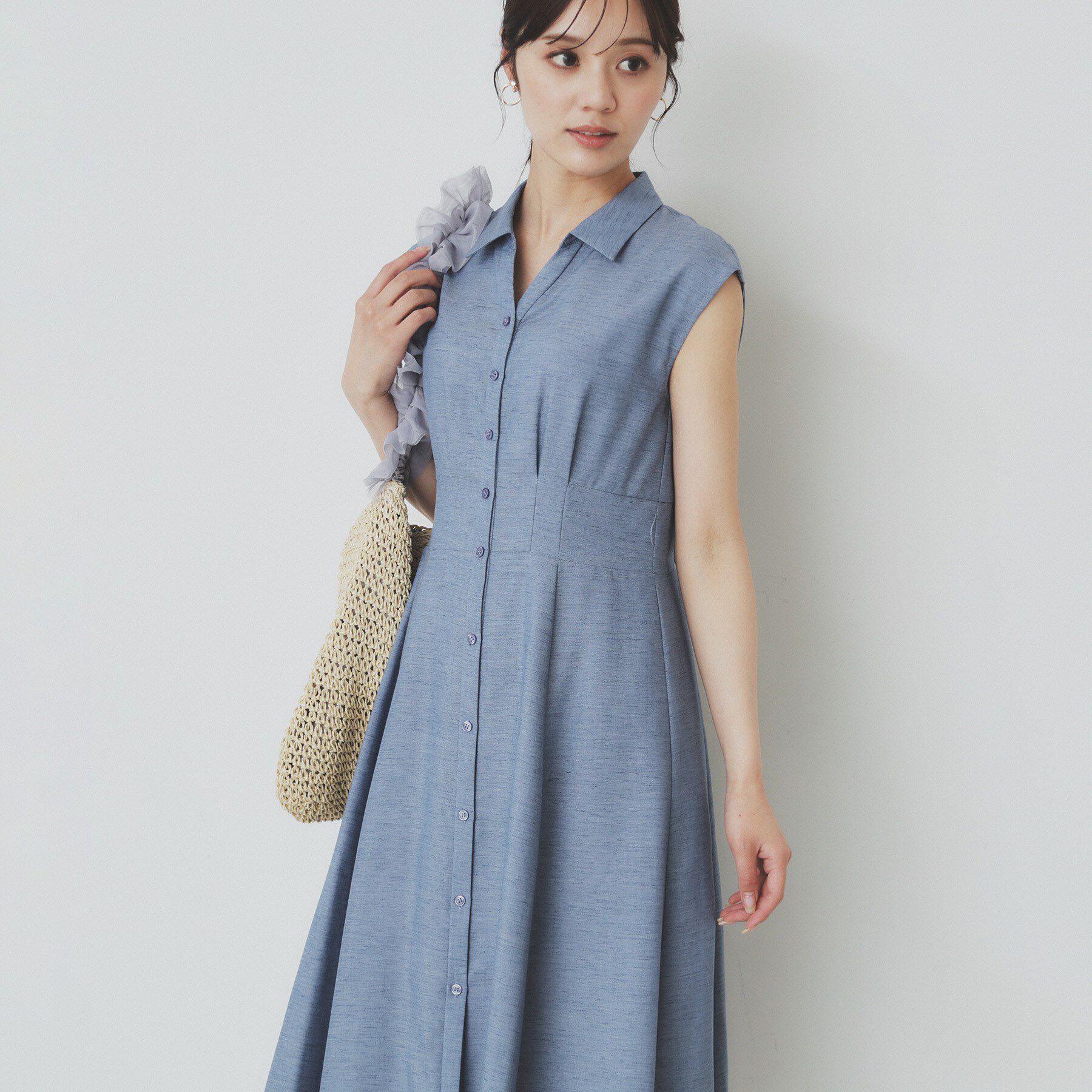 index「リネンライクシャツワンピース【洗濯機洗い可】」|ワンピース|