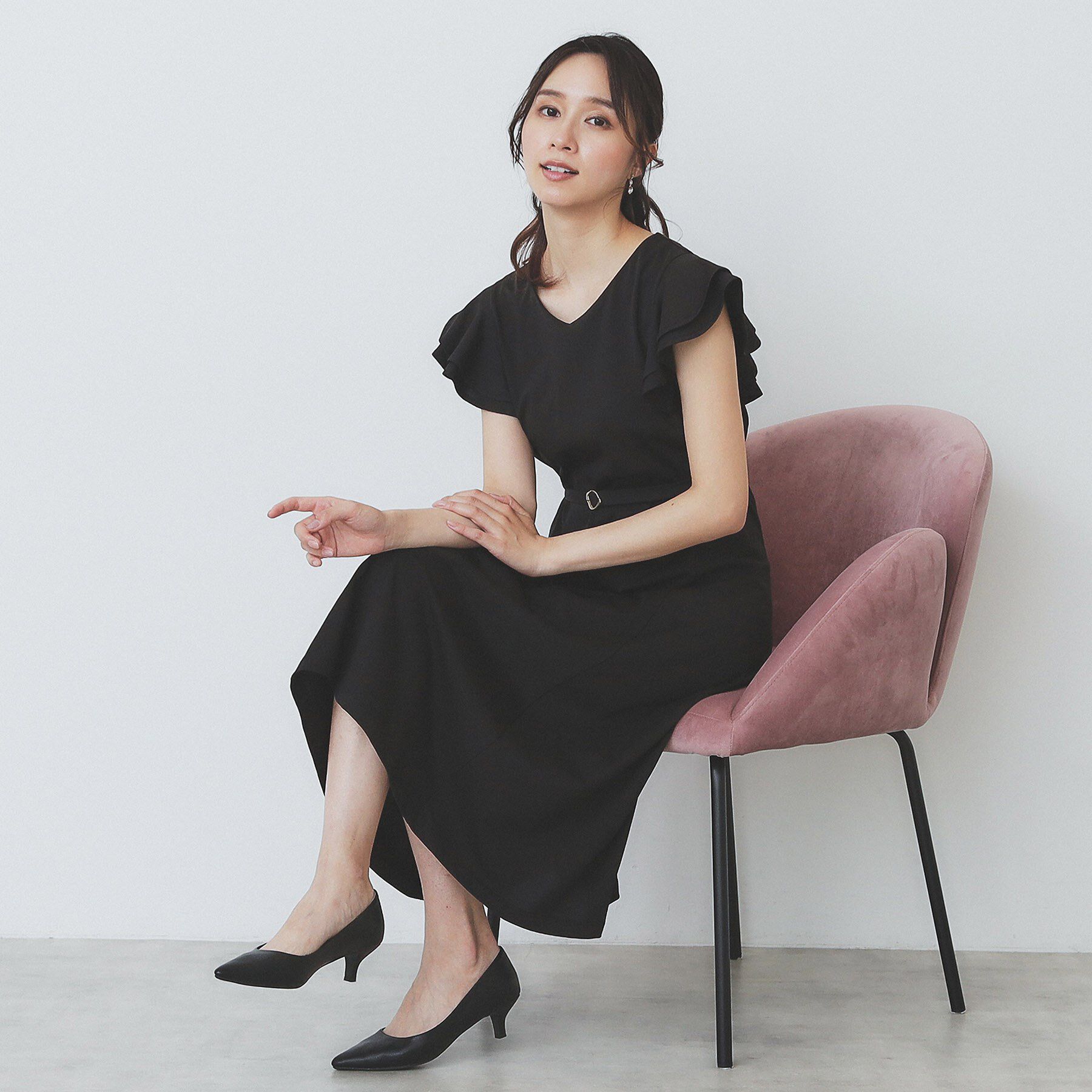 index「《5色展開/S-LLサイズ》シルケットVネックフレアワンピース【接触冷感/UVケア/洗濯機洗い可】」|ワンピース|