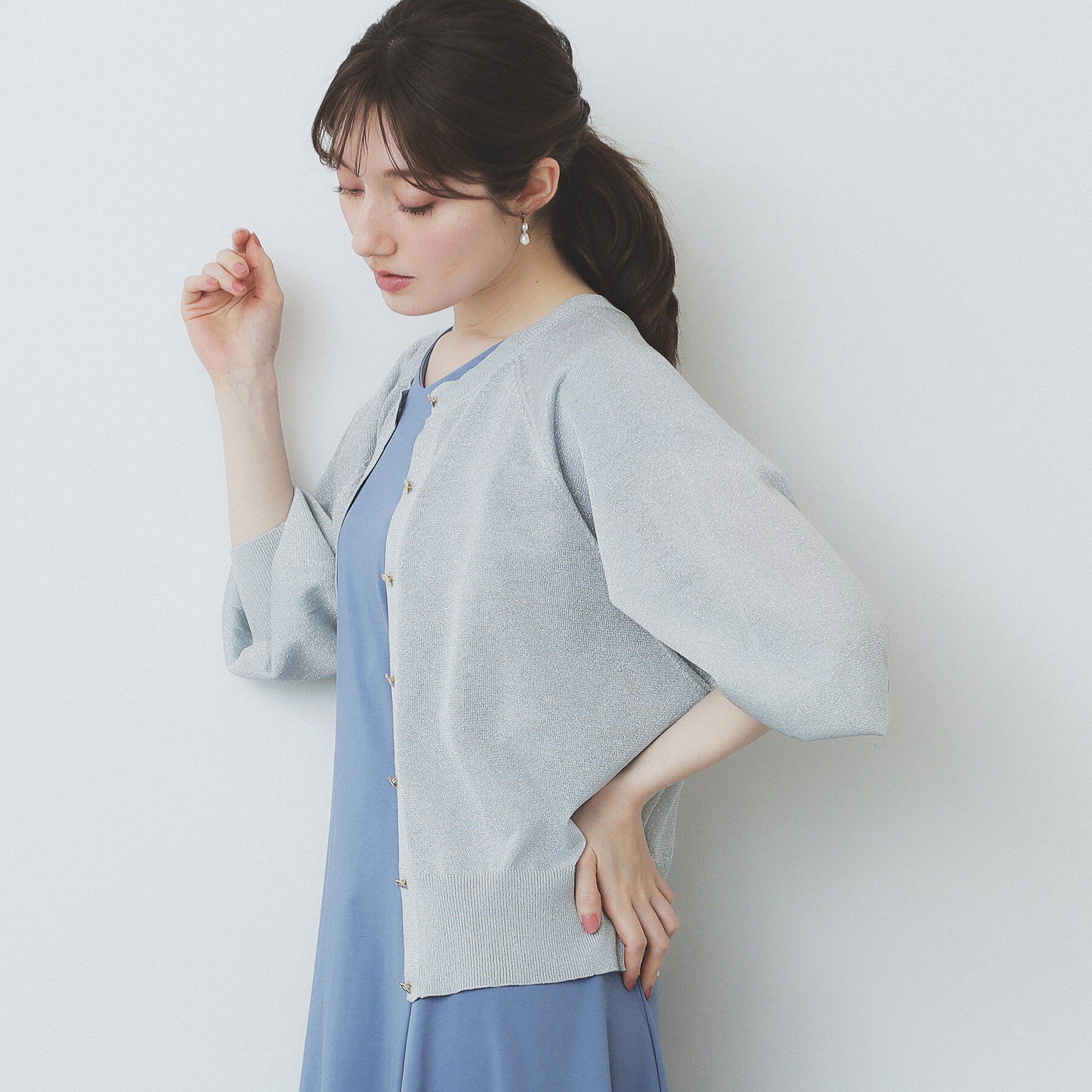 index「シアーラメドルマンショートカーディガン【洗濯機洗い可】」|カーディガン|