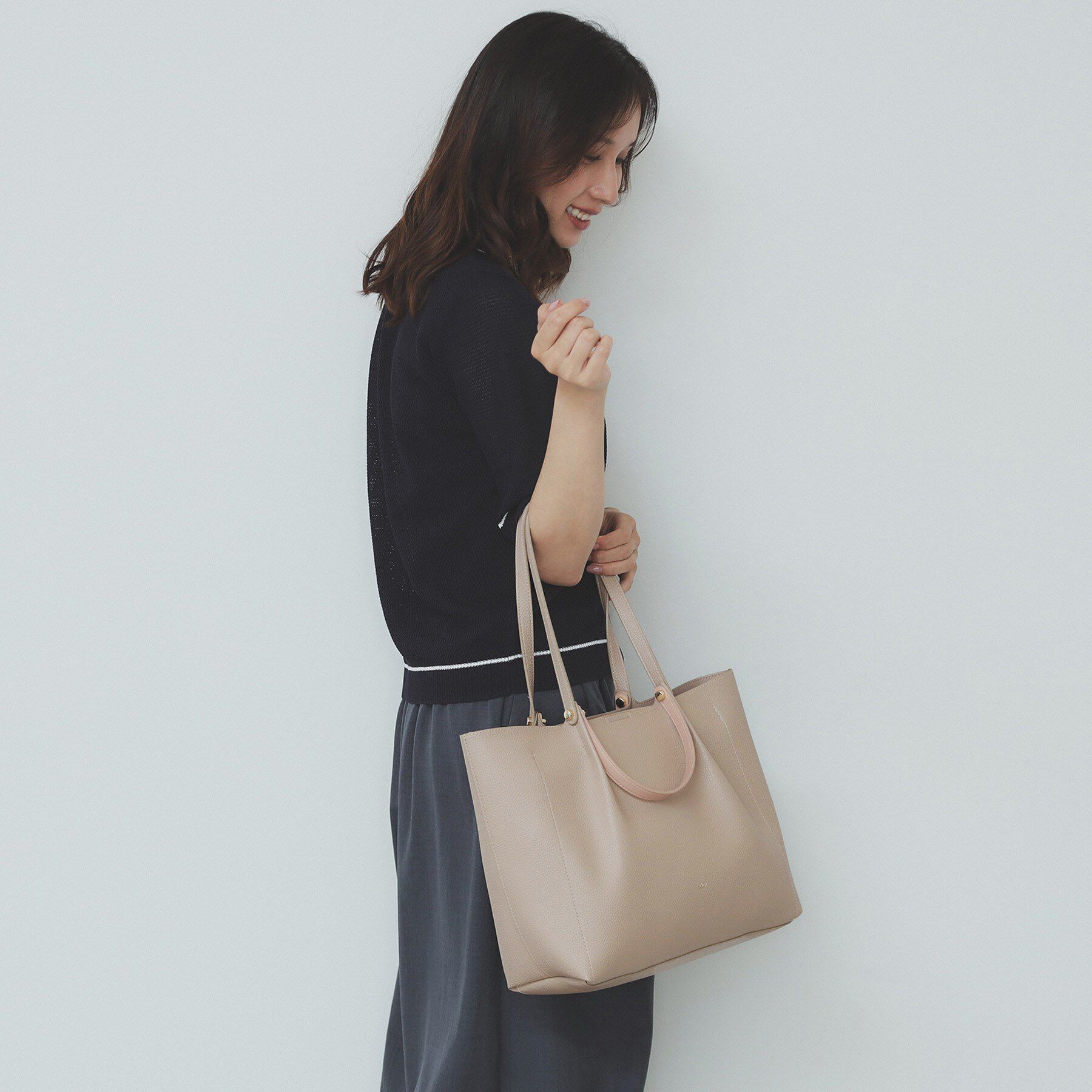index「【軽量合皮】ダブルハンドルA4トートバッグ」|トートバッグ|ベージュ(152)