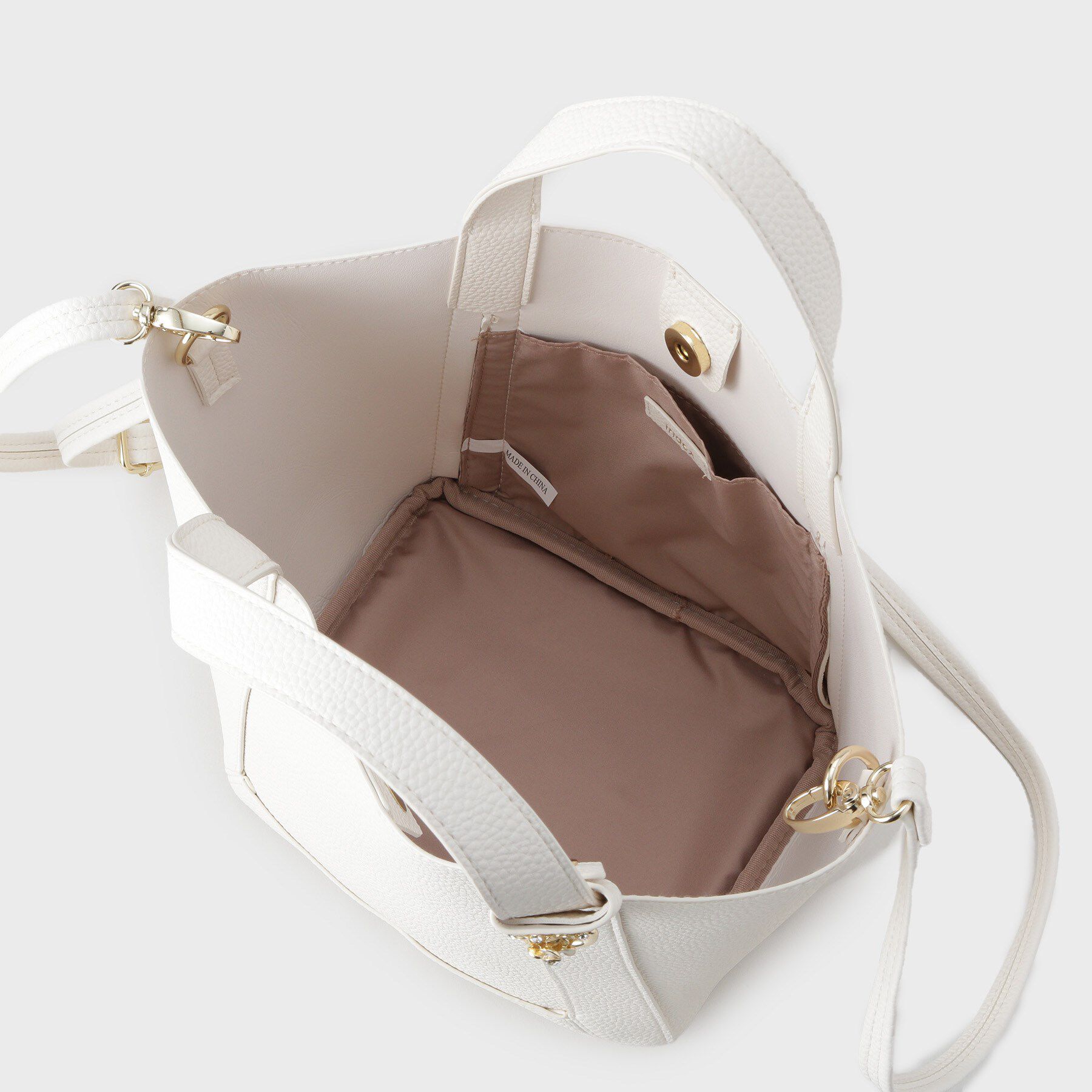 index「【2WAY】フラワーパーツ付き合皮ミドルトートバッグ」|トートバッグ|