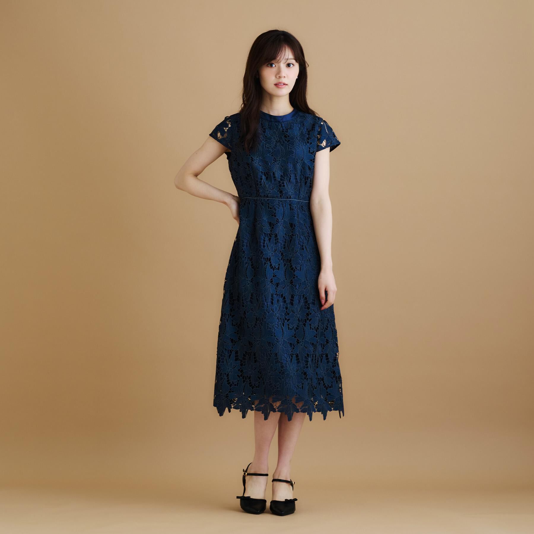 index「バイカラーレースワンピース【洗濯機洗い可】」|ワンピース|