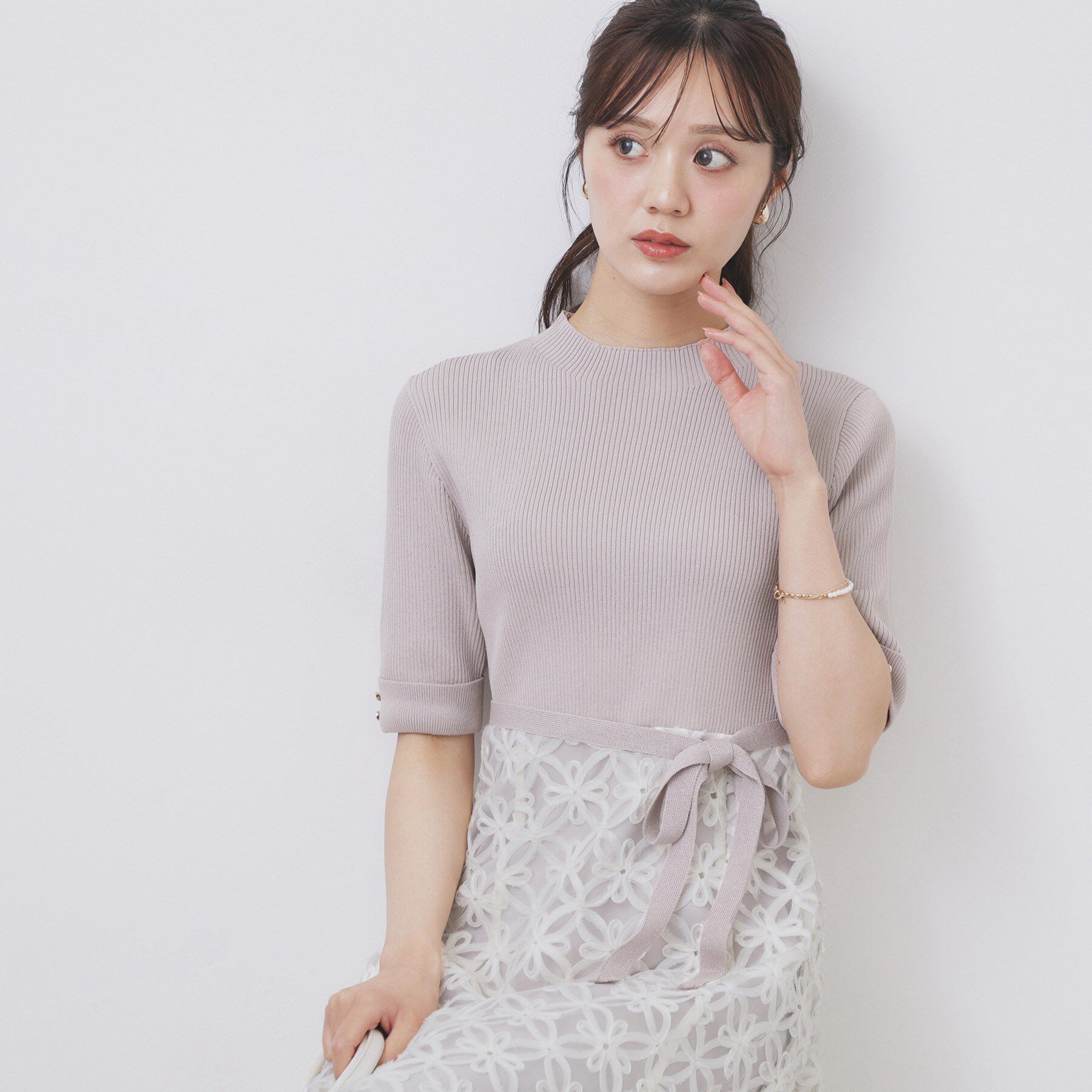 index「フラワーレースドッキングワンピース【洗える/抗ピル】」|ワンピース|