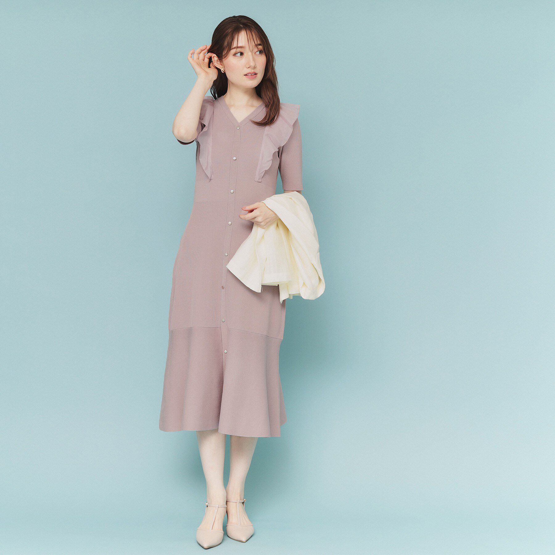 index「フリルドッキングニットワンピース【洗濯機洗い可/抗ピル】」|ワンピース|