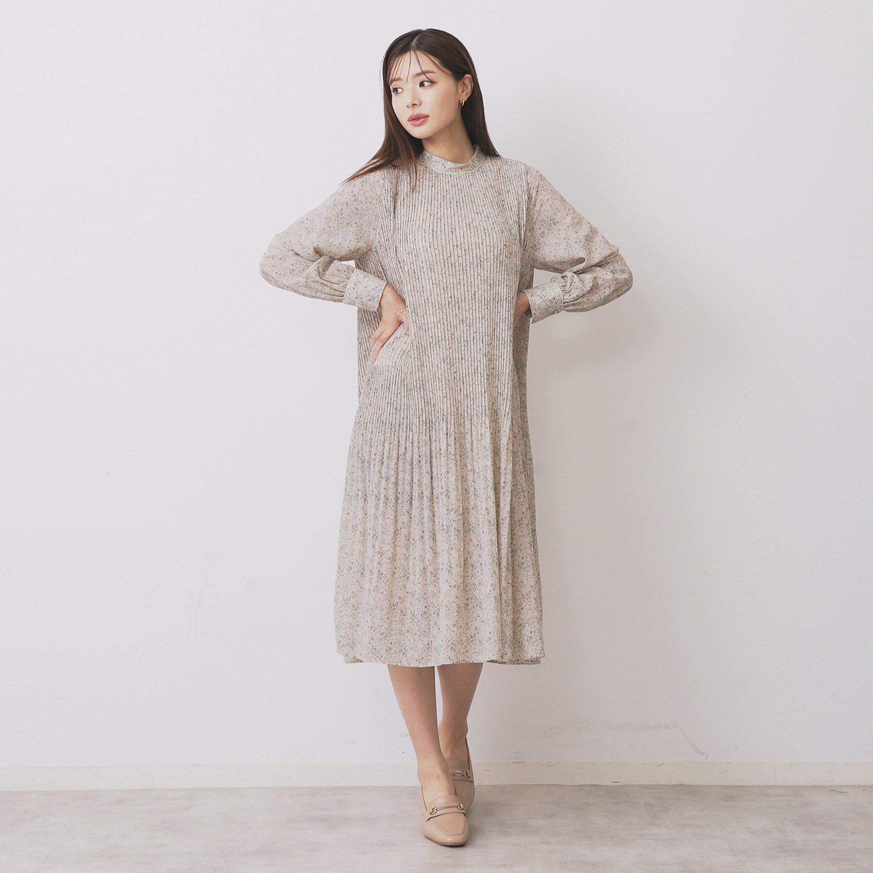 index「《5色展開/S-3Lサイズ》プリーツフレアワンピース【洗濯機OK/防シワ】」|ワンピース|