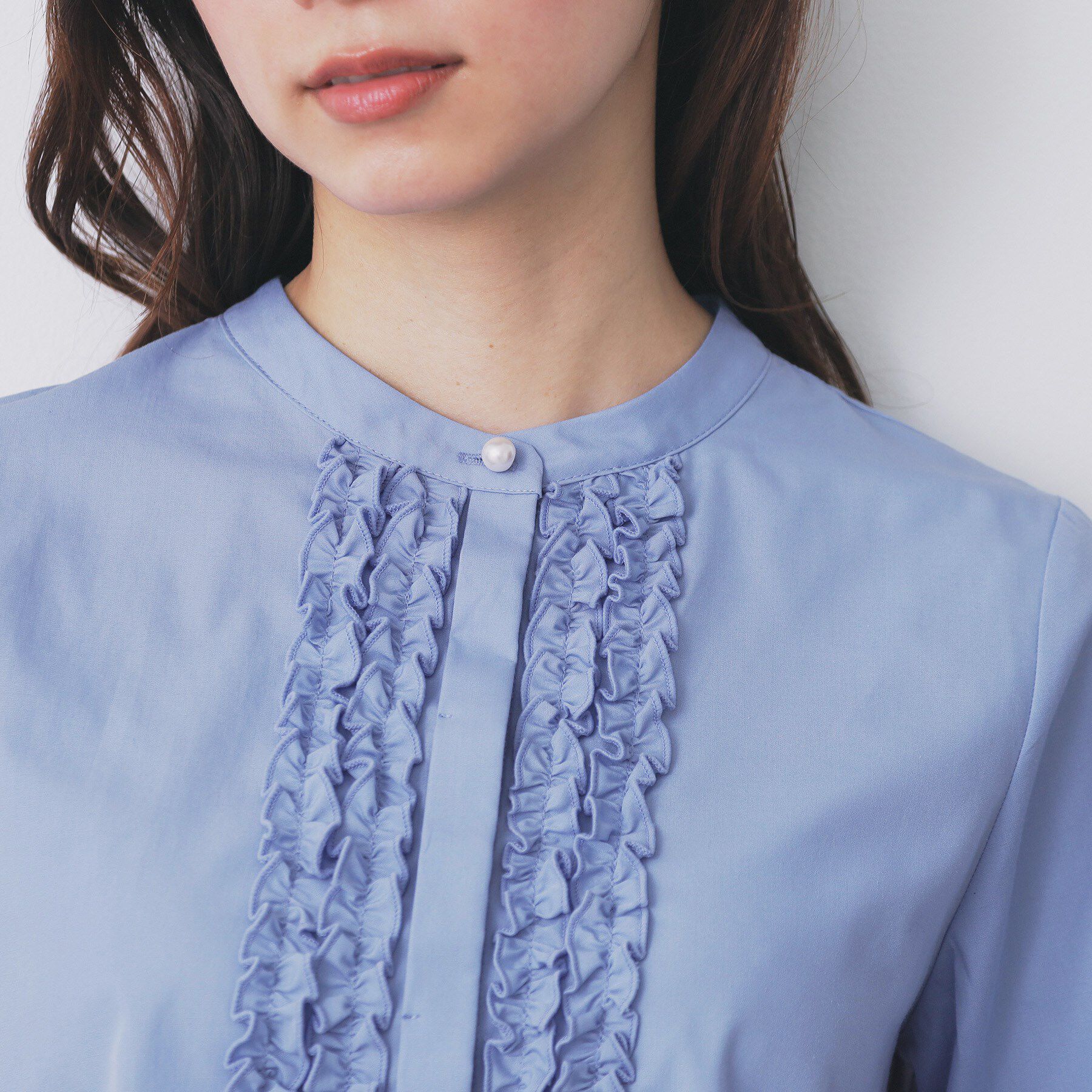 index「バンドカラーフリルブラウス【洗濯機OK/イージーアイロン/防シワ】」|シャツ・ブラウス|