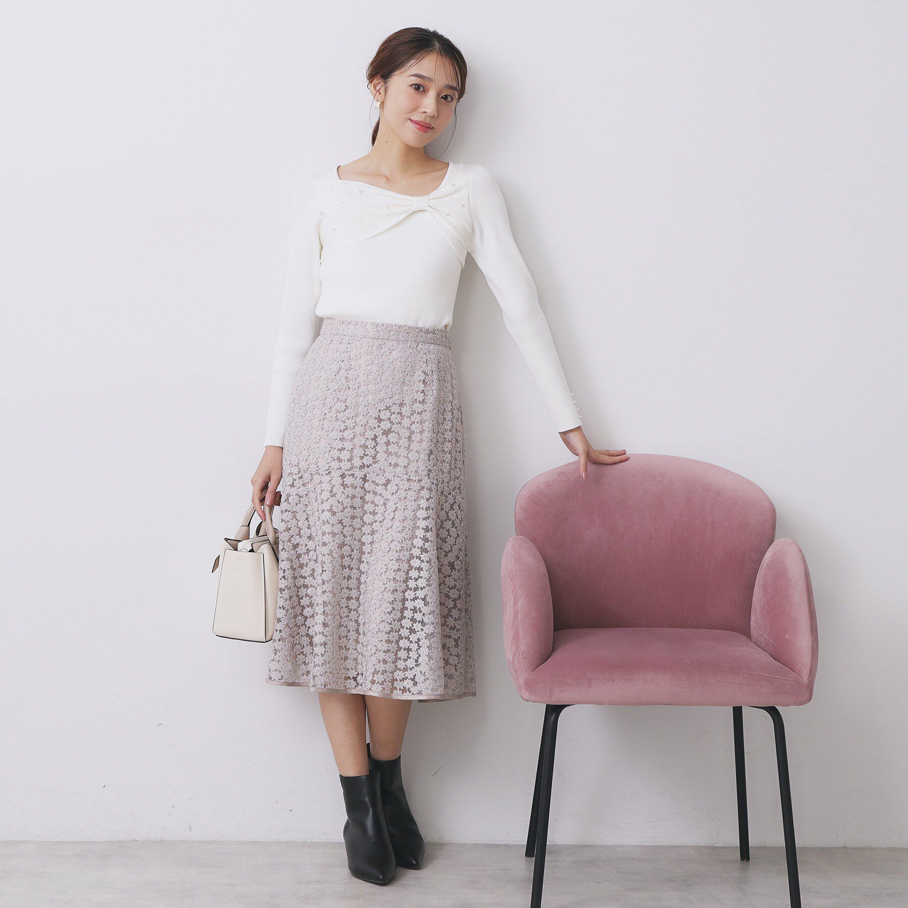 index「リボンパール調リブニット【洗濯機OK】」|ニット・セーター|