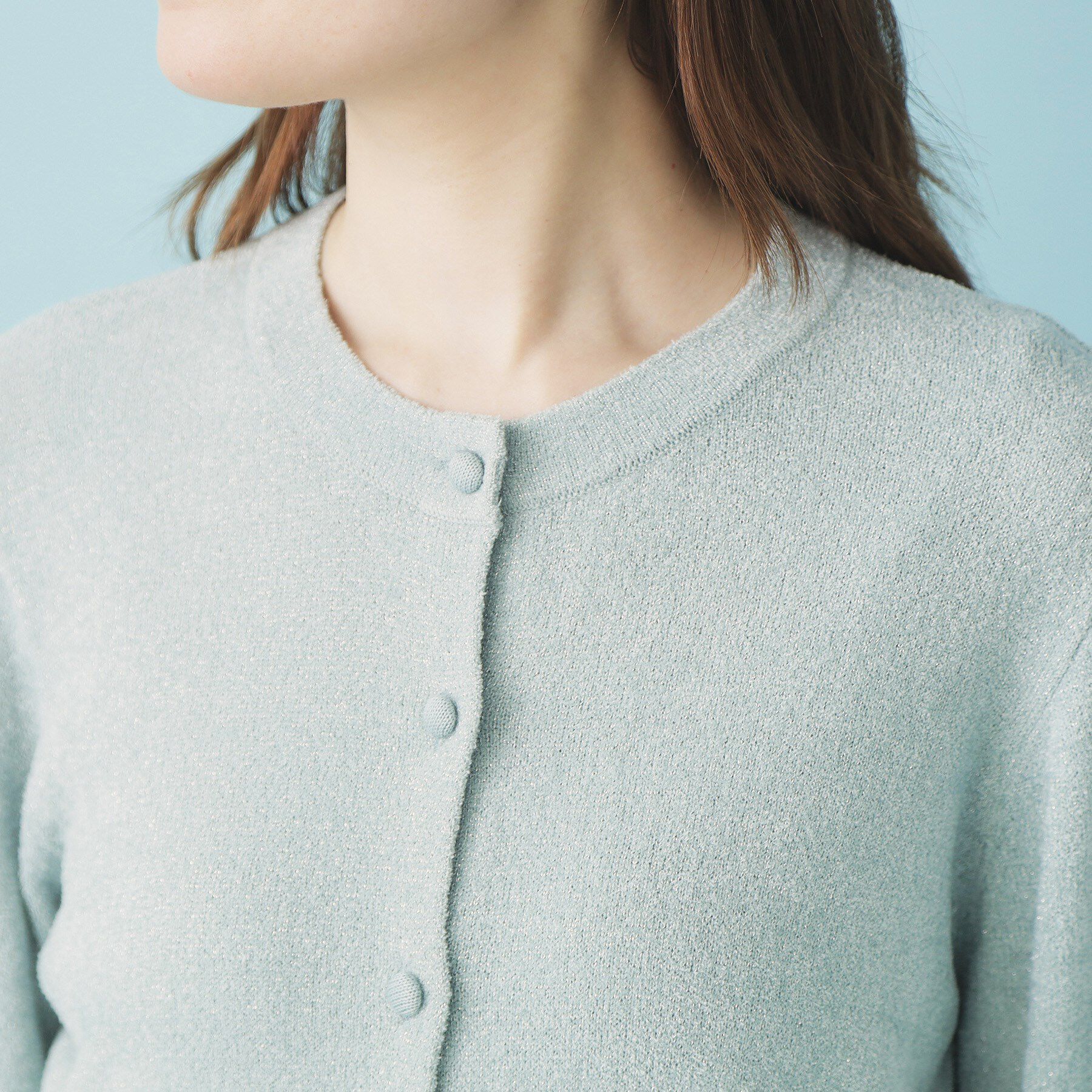 index「ミニモールラメコンパクトクルーカーディガン/アンサンブル対応【洗濯機OK】」|カーディガン|