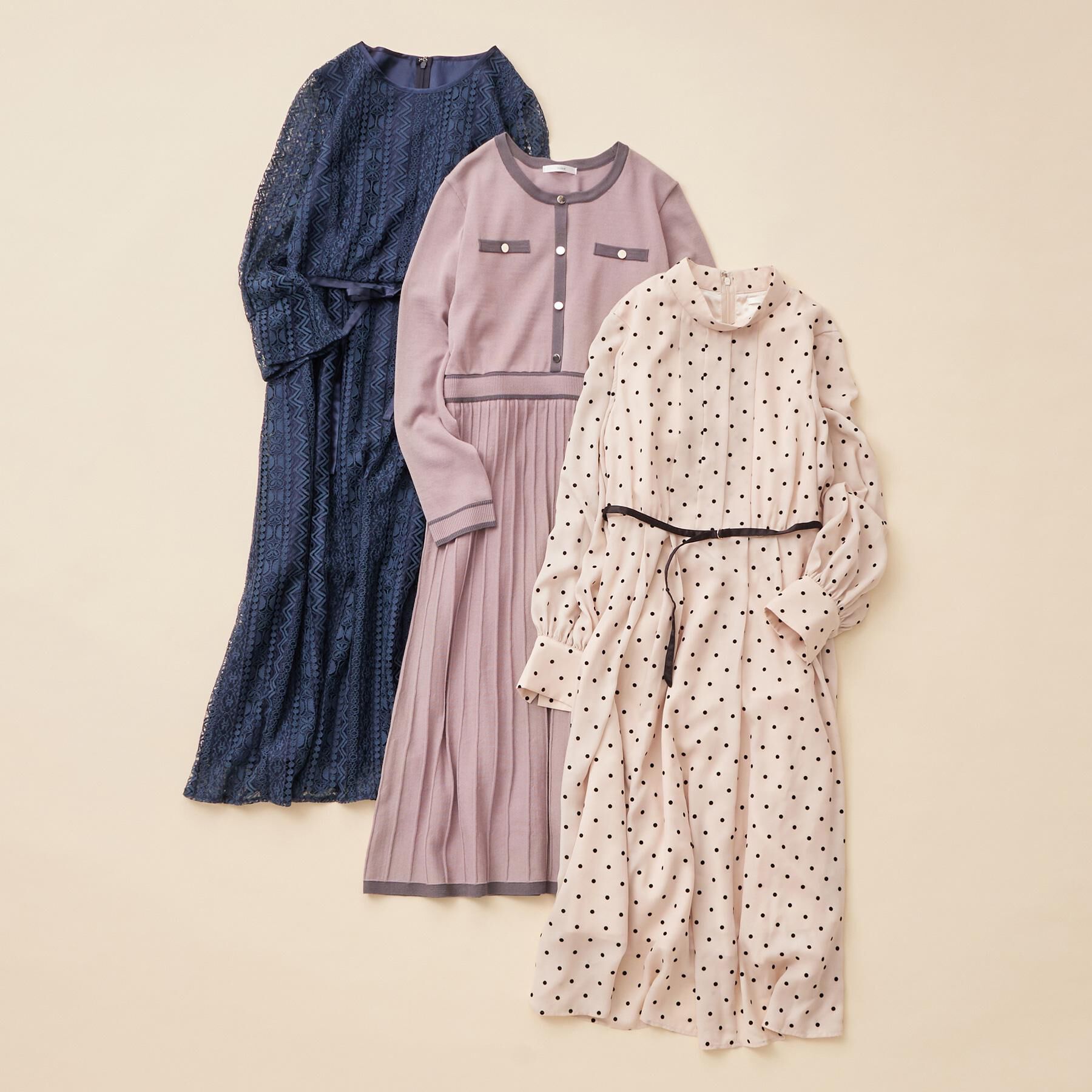 index「バイカラードッキング風ニットワンピース【洗濯機OK/抗ピル】」|ワンピース|