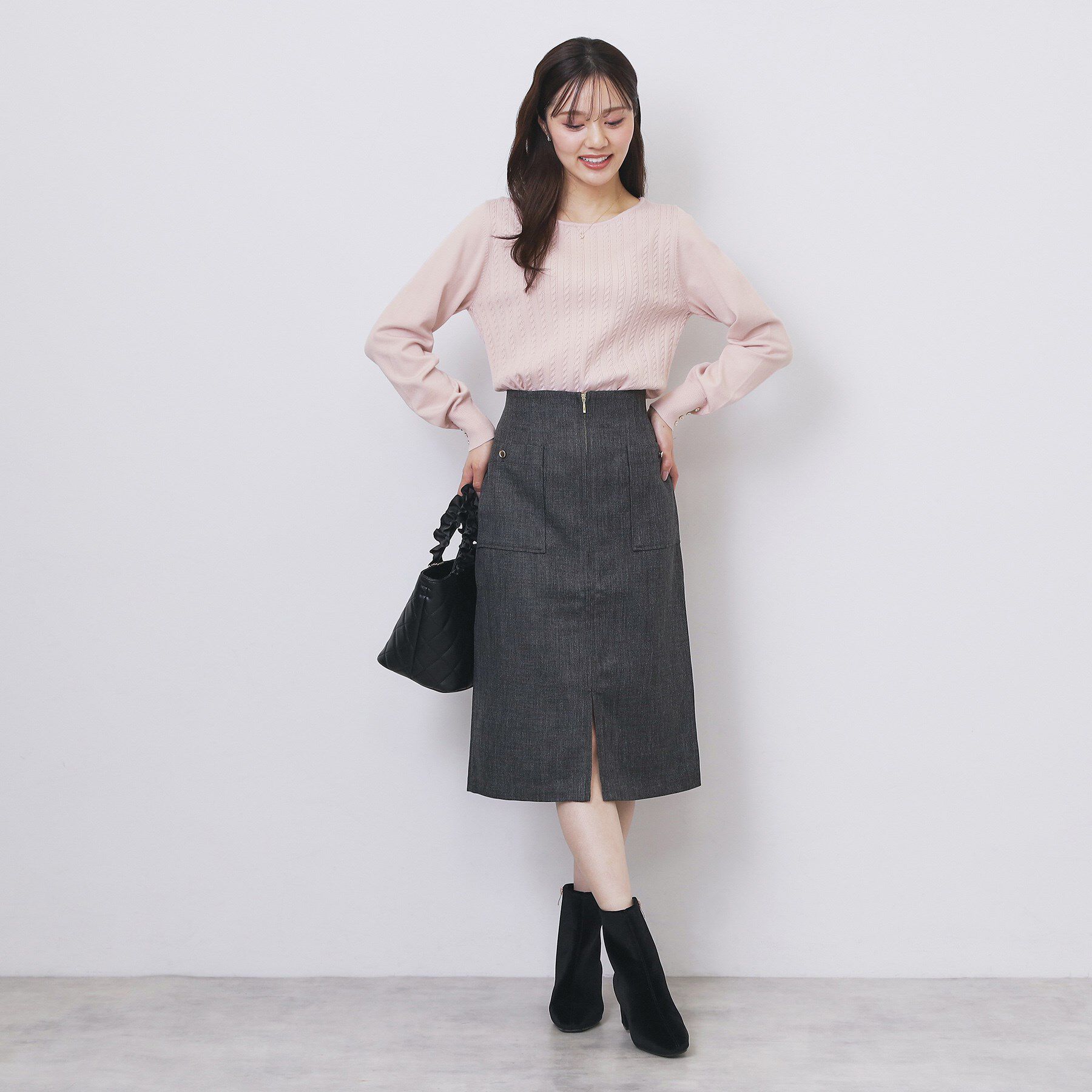 index「ボートネックケーブルニット【洗濯機OK/抗ピル】」|ニット・セーター|