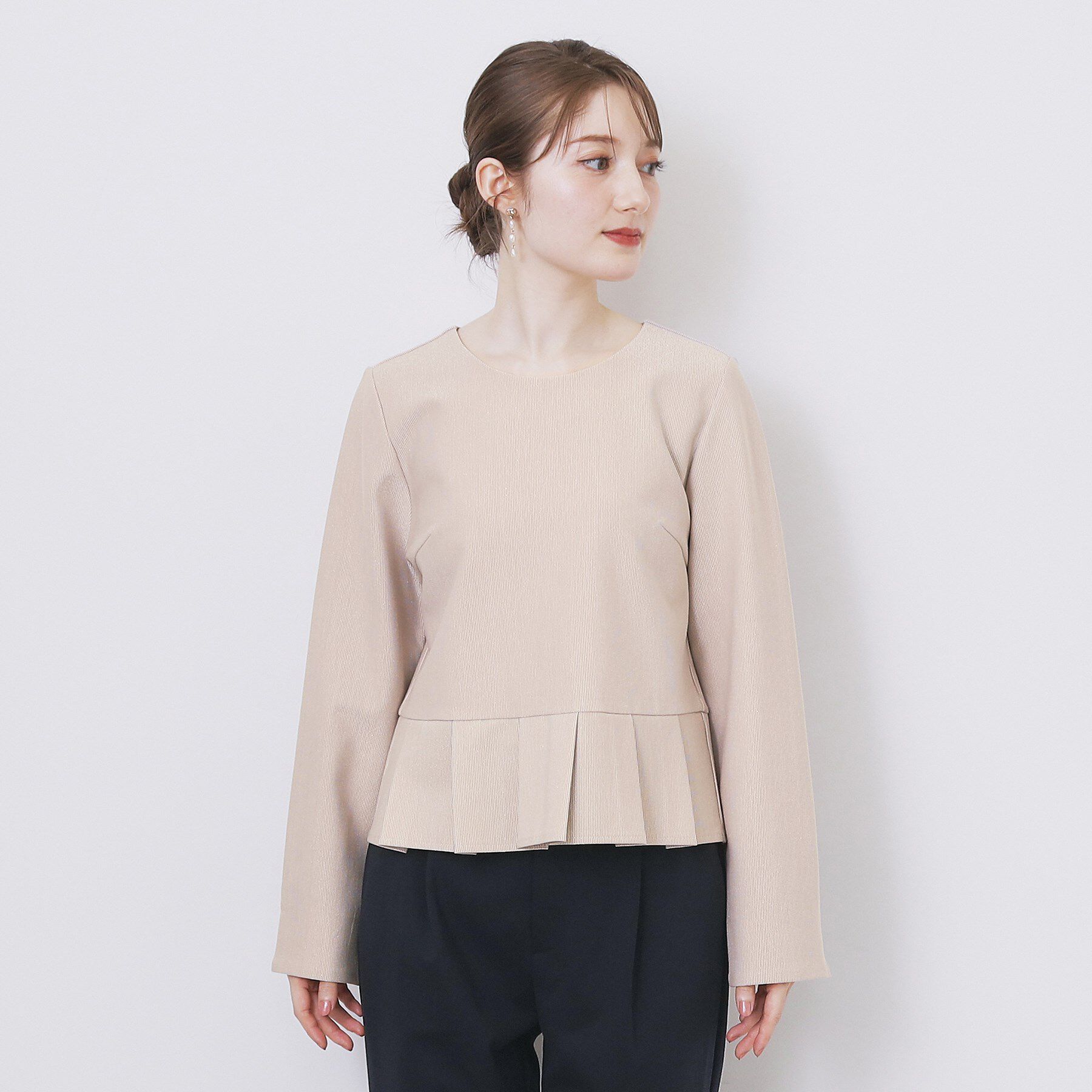 index「ストレッチペプラムラメトップス【洗濯機OK/防シワ/抗ピル】《S～3L》」|Tシャツ・カットソー|