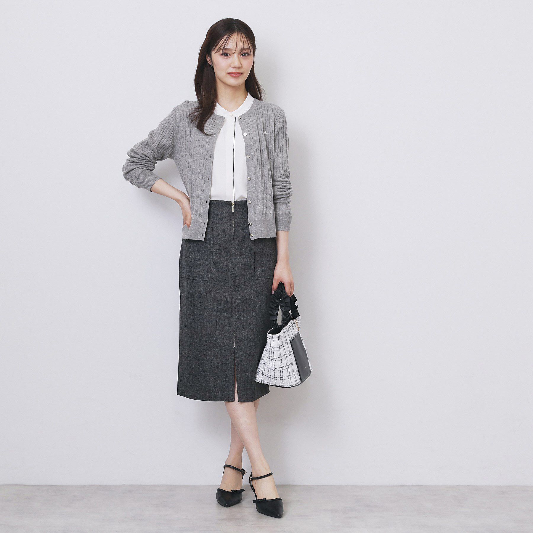 index「クルーネックケーブルカーディガン【洗濯機OK】」|カーディガン|