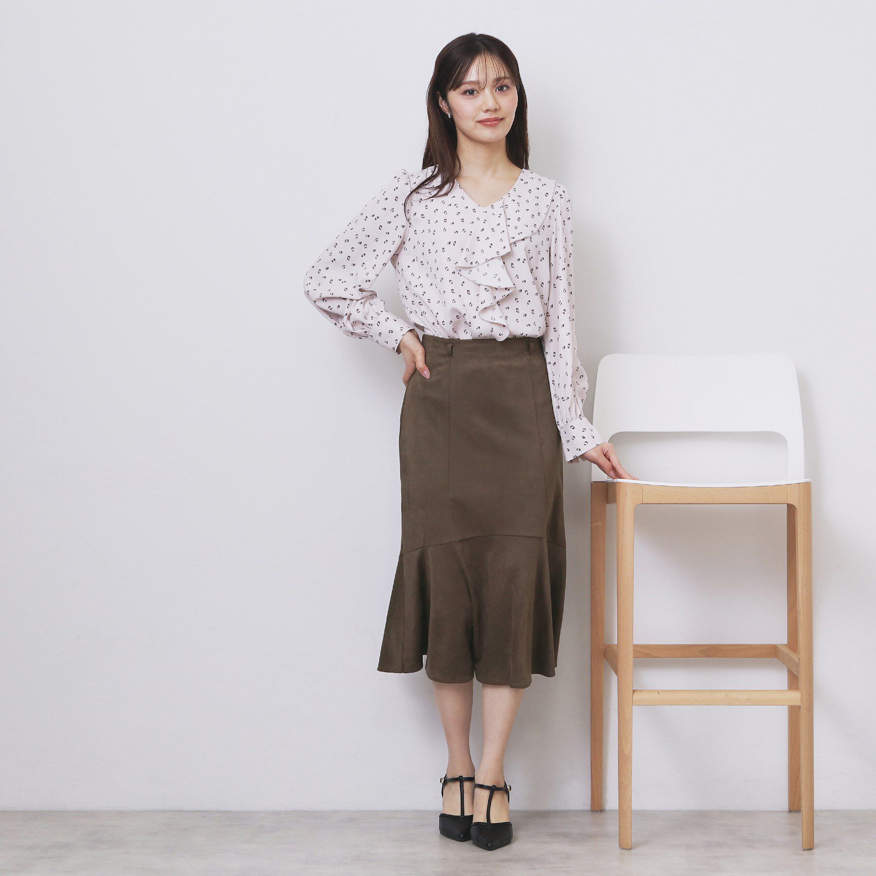 index「フェイクスウェード切り替えマーメイドスカート【洗濯機OK/イージーアイロン/防シワ】」|スカート|