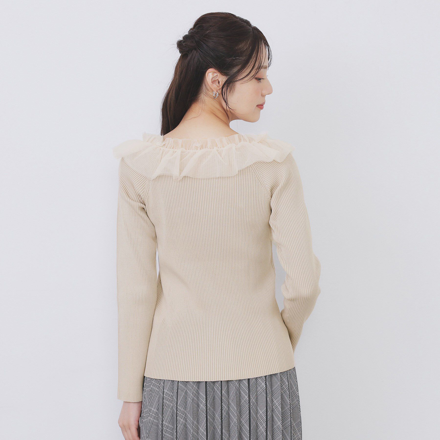 index「クロスチュールフリルリブニット【洗濯機OK/抗ピル】」|ニット・セーター|