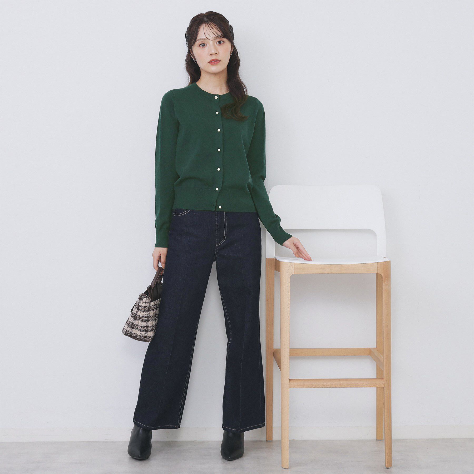 index「ビジュークルーネックカーディガン【洗濯機OK】」|カーディガン|