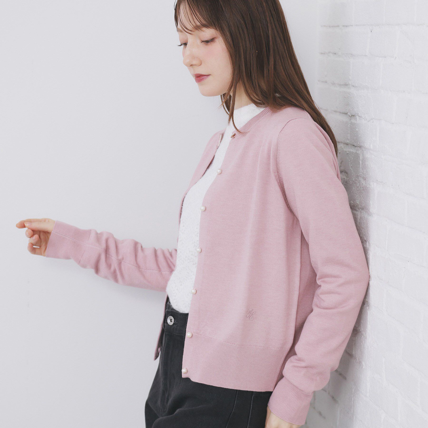 index「ビジュークルーネックカーディガン【洗濯機OK】」|カーディガン|