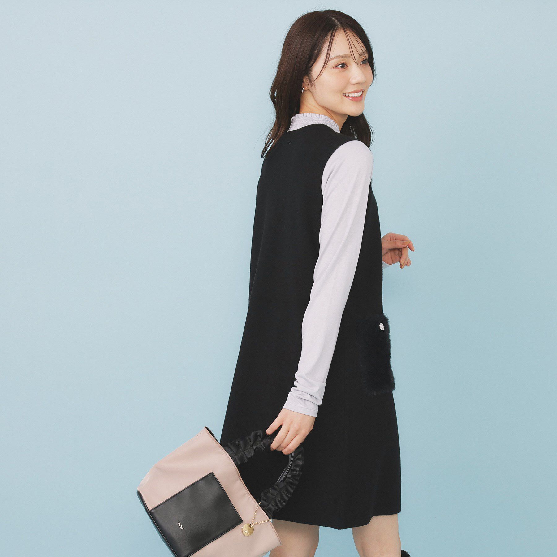 index「ファーポケットニットジャンスカ【洗濯機OK】」|ワンピース|