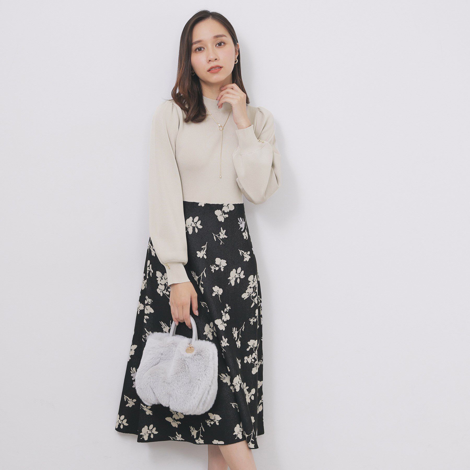 index「ハイネックニットワンピース【洗濯機OK/抗ピル】」|ワンピース|