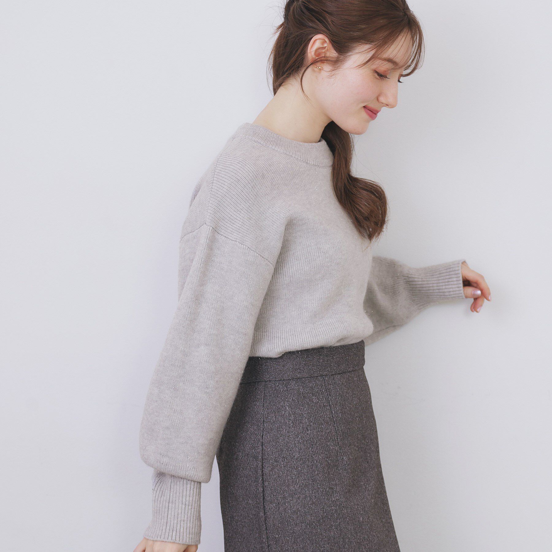 index「モックネックボクシーラメニット【洗濯機OK】《7col》」|ニット・セーター|