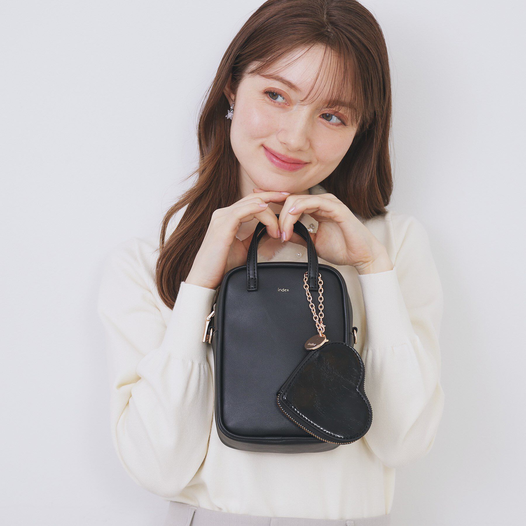 index「【2WAY】ハートポーチ付きミニショルダーバッグ」|ショルダー・メッセンジャー|ブラック(019)