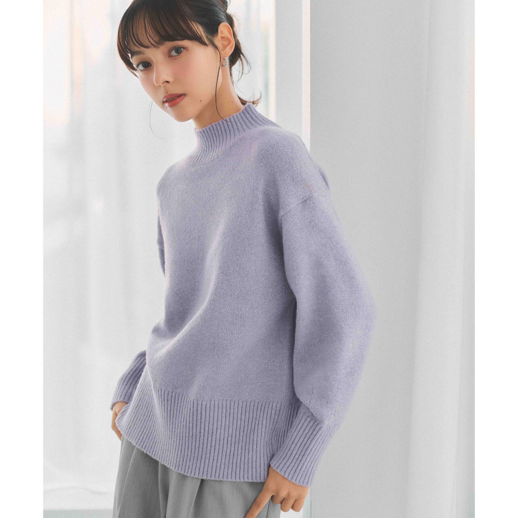 index「選べる2丈 ハイネックカラーミックスラメニット【洗濯機OK】」|ニット・セーター|