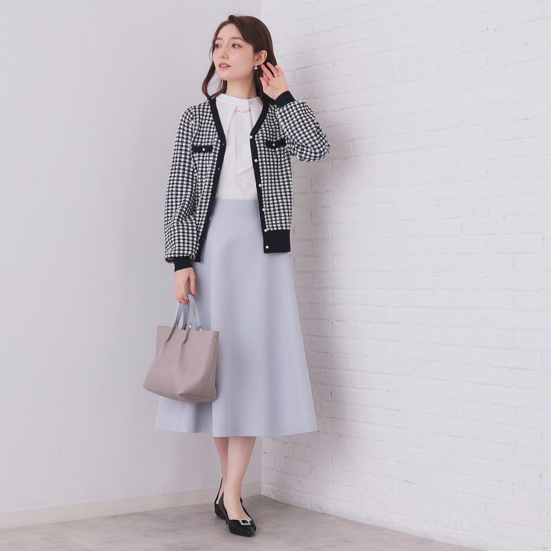 index「チェックジャカードカーディガン【洗濯機OK】」|カーディガン|