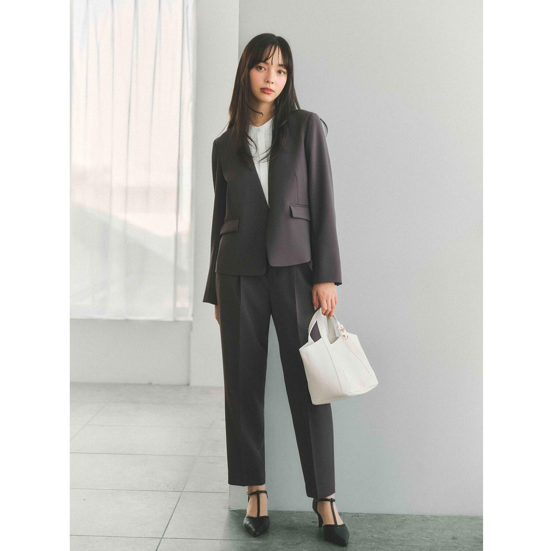 index「ストレッチノーカラージャケット/セットアップ対応【洗濯機OK/防シワ/イージーアイロン】」|ノーカラージャケット|