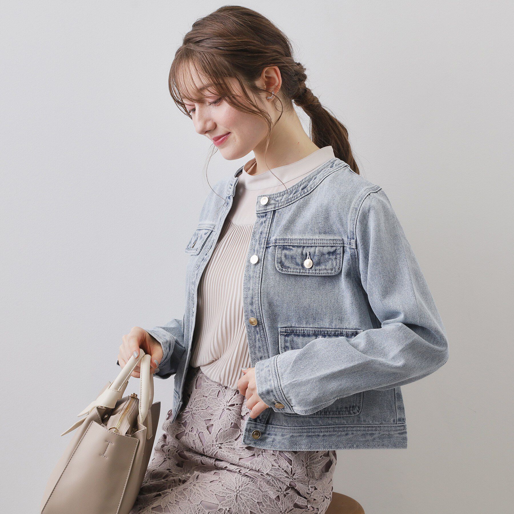 index「ミニマルノーカラーデニムジャケット【洗濯機OK】」|デニムジャケット|ブルー(891)