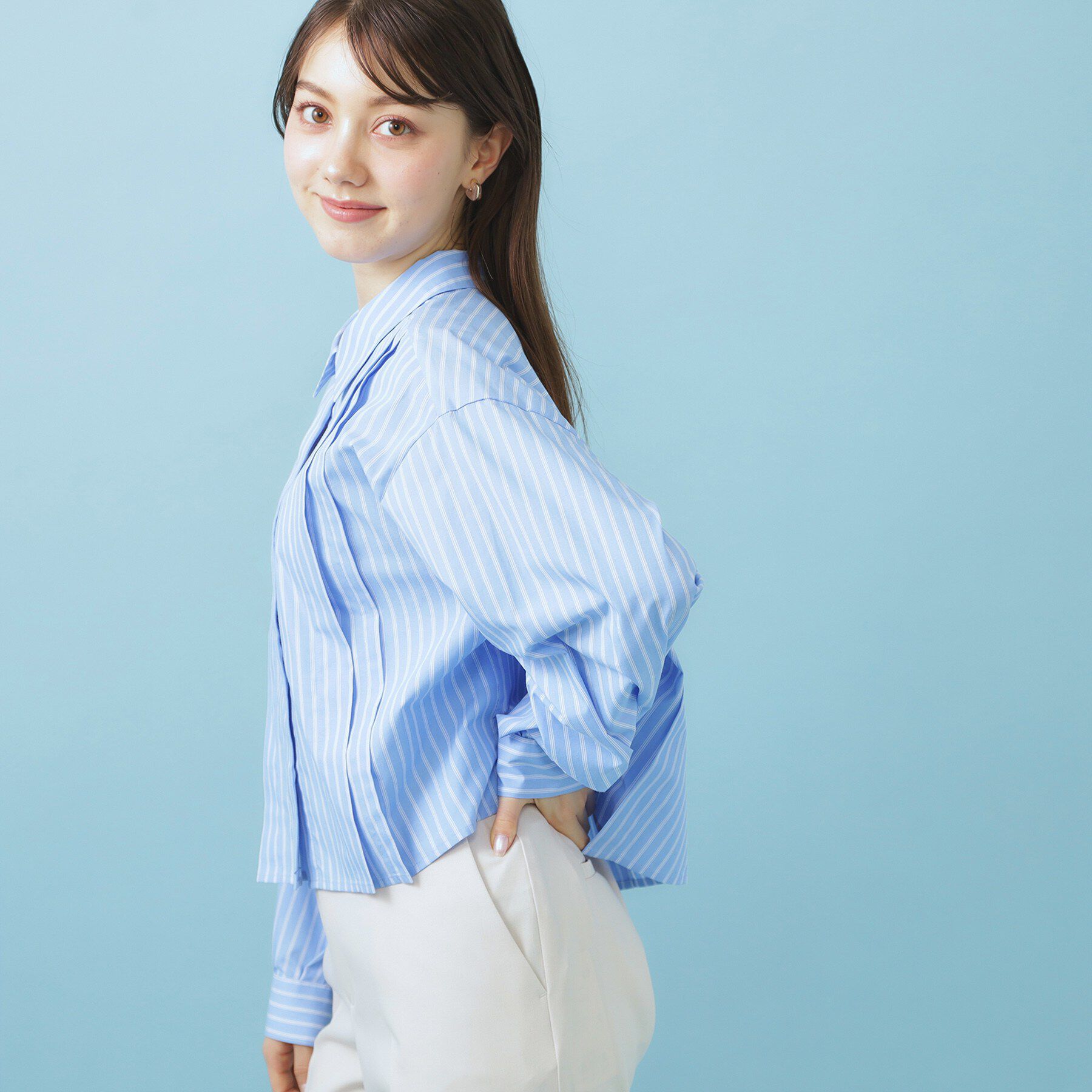 index「ブロード短丈タックシャツ【洗濯機OK】《5col》」|シャツ・ブラウス|