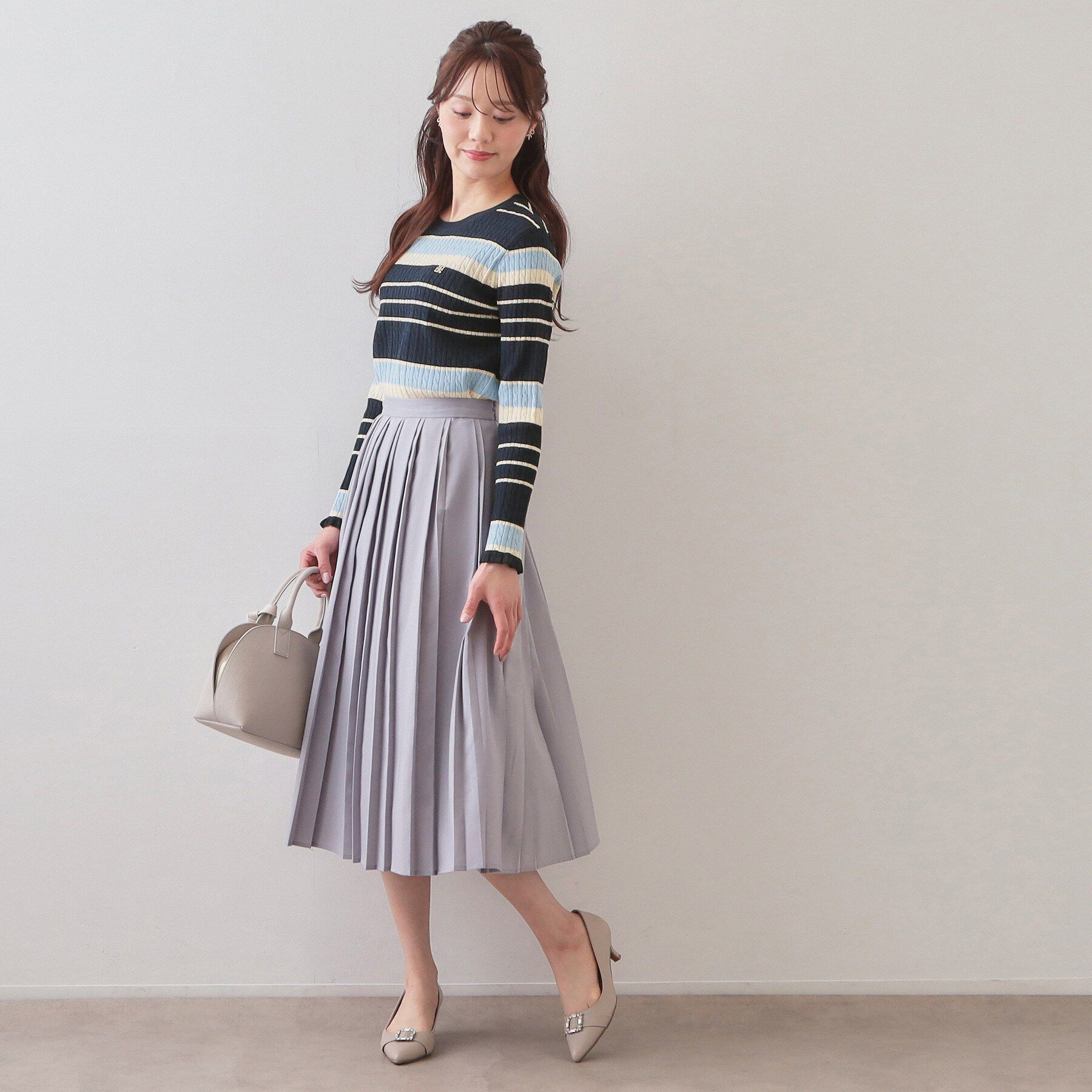 index「ランダムボーダーケーブルニット【洗濯機OK/抗ピル】」|ニット・セーター|