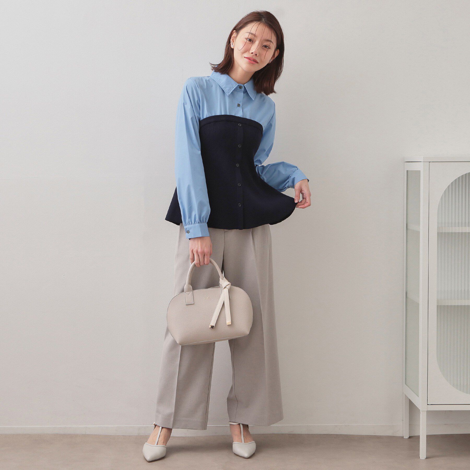 index「シャツドッキングペプラムニット【洗濯機OK】」|ニット・セーター|