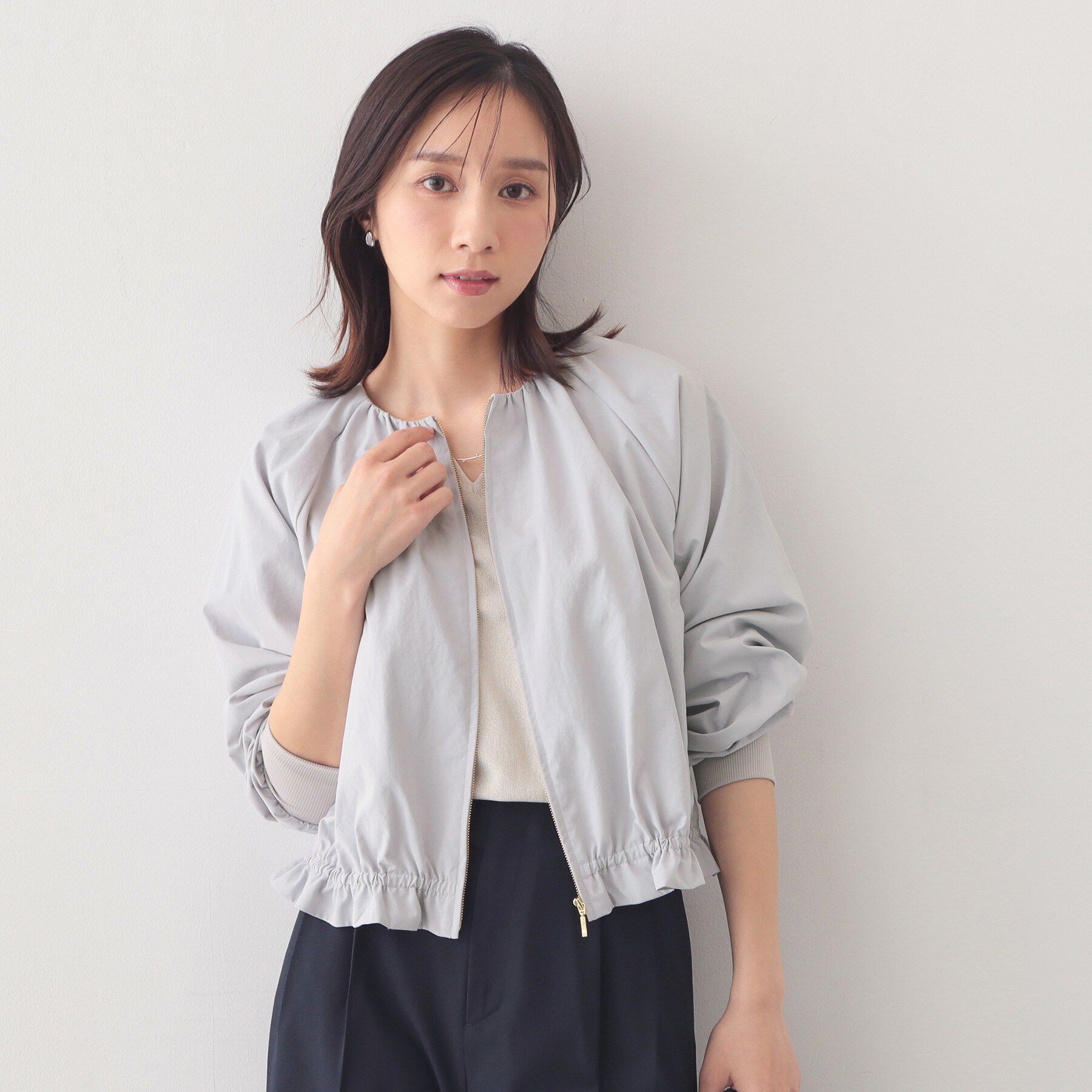index「ノーカラーブルゾン【洗濯機OK/接触冷感/防シワ】」|テーラードジャケット|