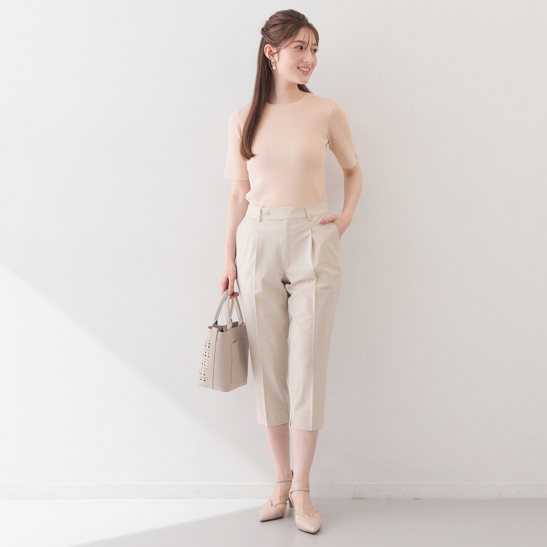 index「ラメリブ半袖ニット【洗濯機OK】」|ニット・セーター|