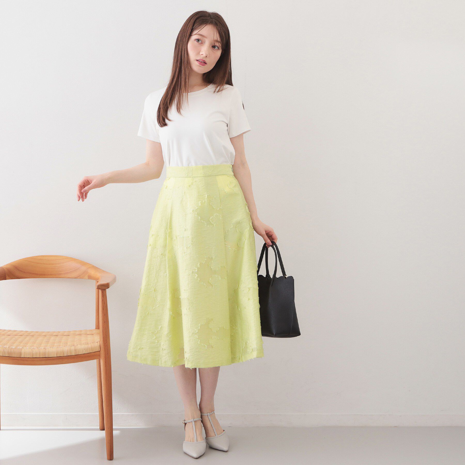 index「フラワーカットジャカードタックフレアスカート【洗濯機OK/イージーアイロン】」|スカート|