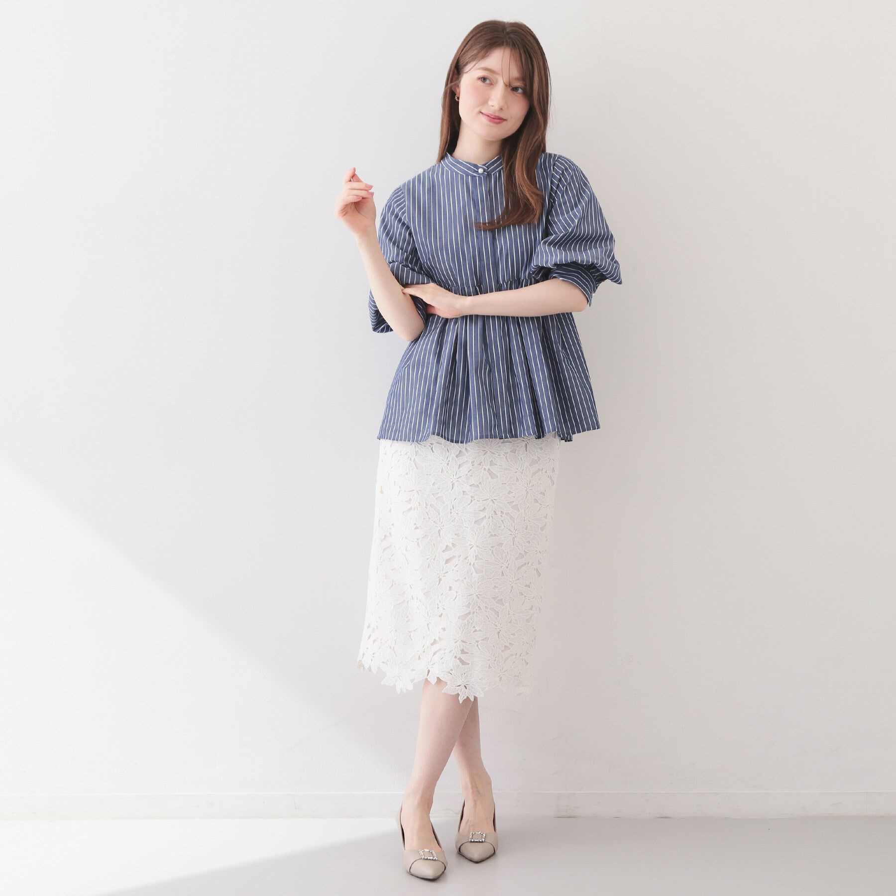 index「2WAYペプラムブラウス/ボウタイ取り外し可【洗濯機OK/イージーアイロン/防シワ】《XS～LL/8」|シャツ・ブラウス|