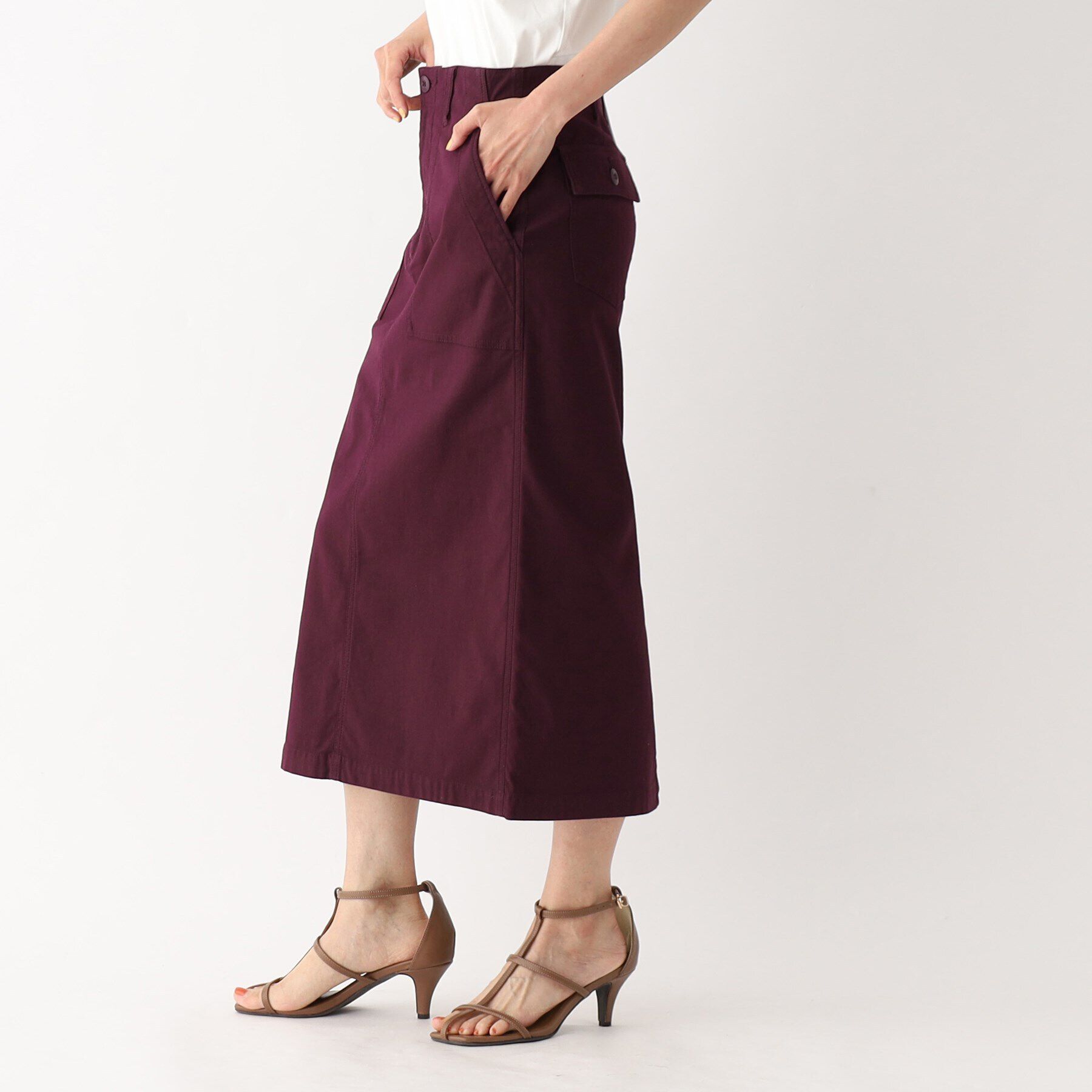 OPAQUE.CLIP「オーガニックコットン混 ベイカースカート【洗濯機洗い可/ストレッチ】」|スカート|