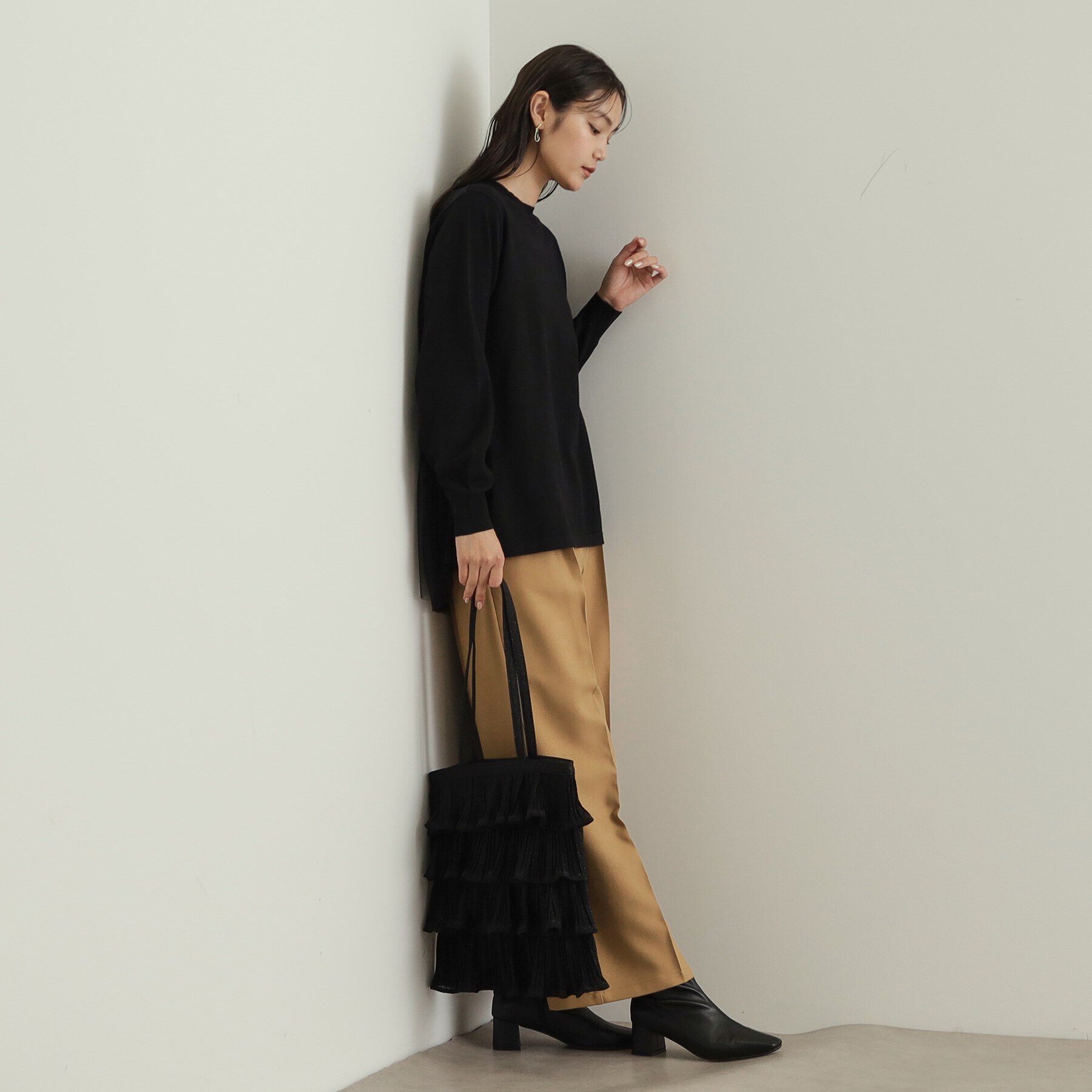 OPAQUE.CLIP「ティアードフリルラメトートバッグ」|トートバッグ|