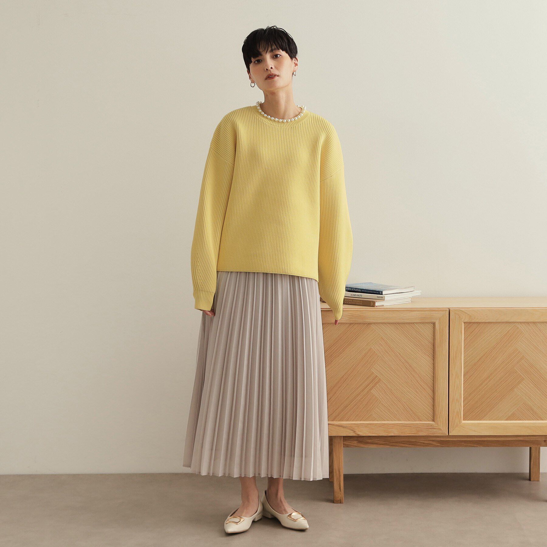 OPAQUE.CLIP「パール調ボタン付ニット【洗濯機洗い可/抗ピル】」|ニット・セーター|