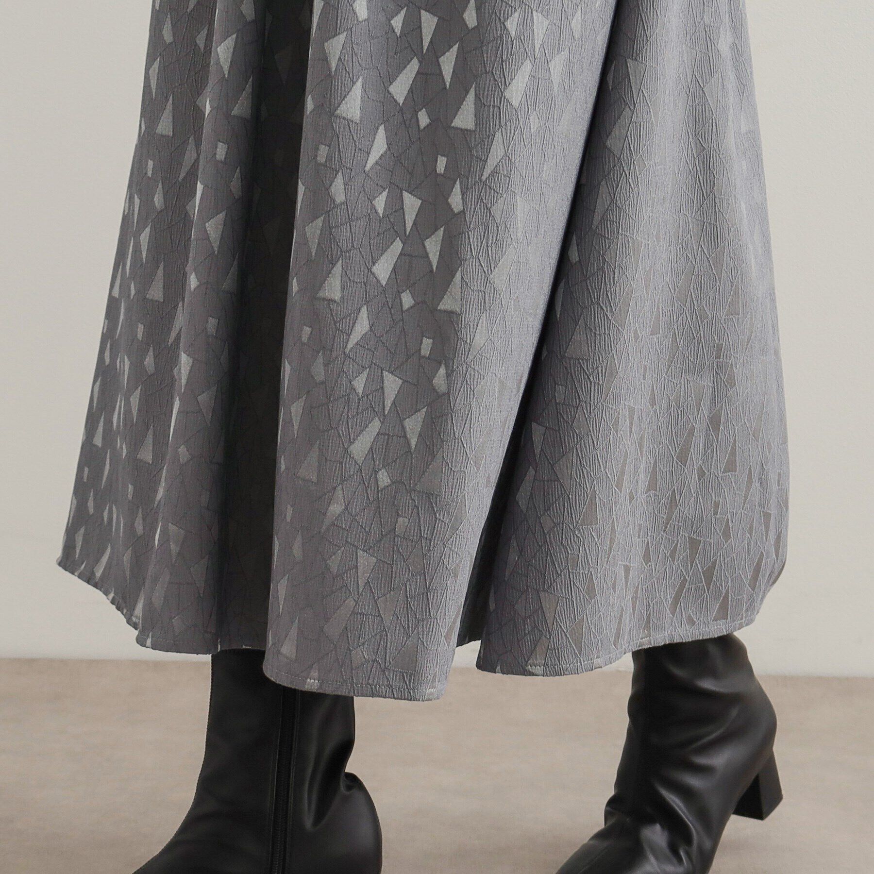 OPAQUE.CLIP「《美人百花掲載》ニット&times;ジャカードドッキングワンピース【洗濯機洗い可/抗ピル】」|ワンピース|