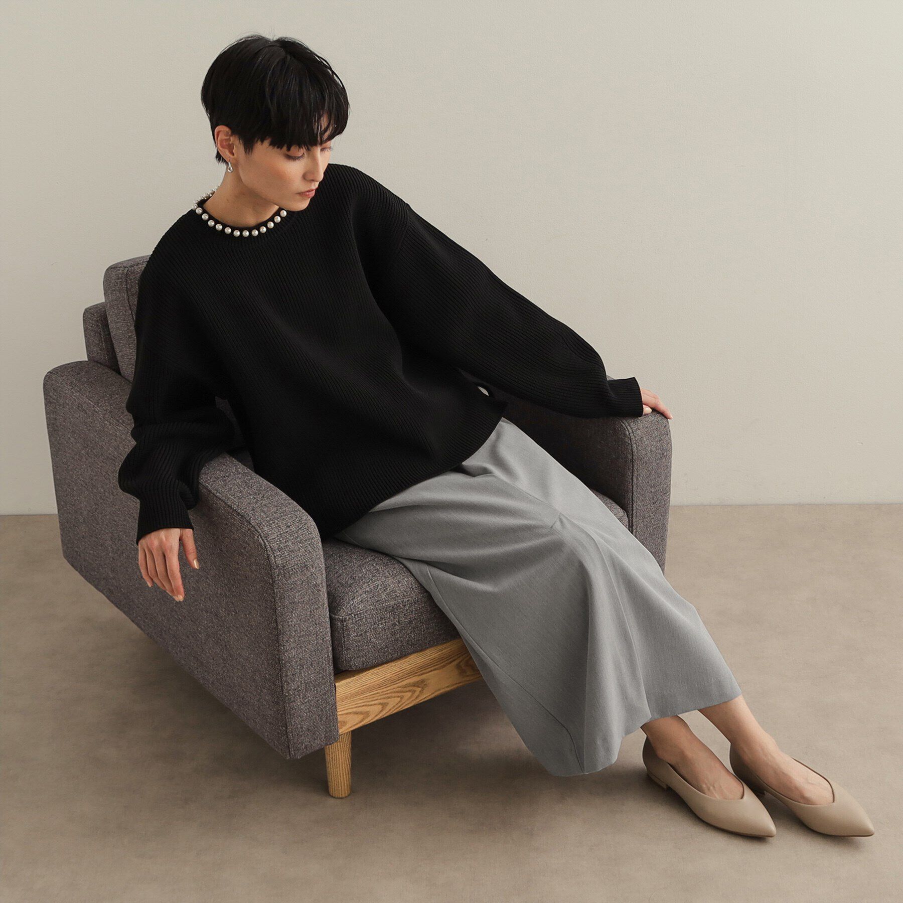 OPAQUE.CLIP「ストレッチイージーナロースカート【洗濯機洗い可】」|スカート|