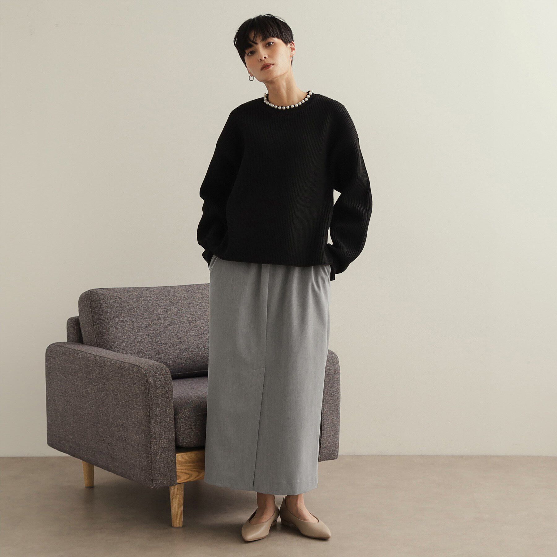 OPAQUE.CLIP「ストレッチイージーナロースカート【洗濯機洗い可】」|スカート|