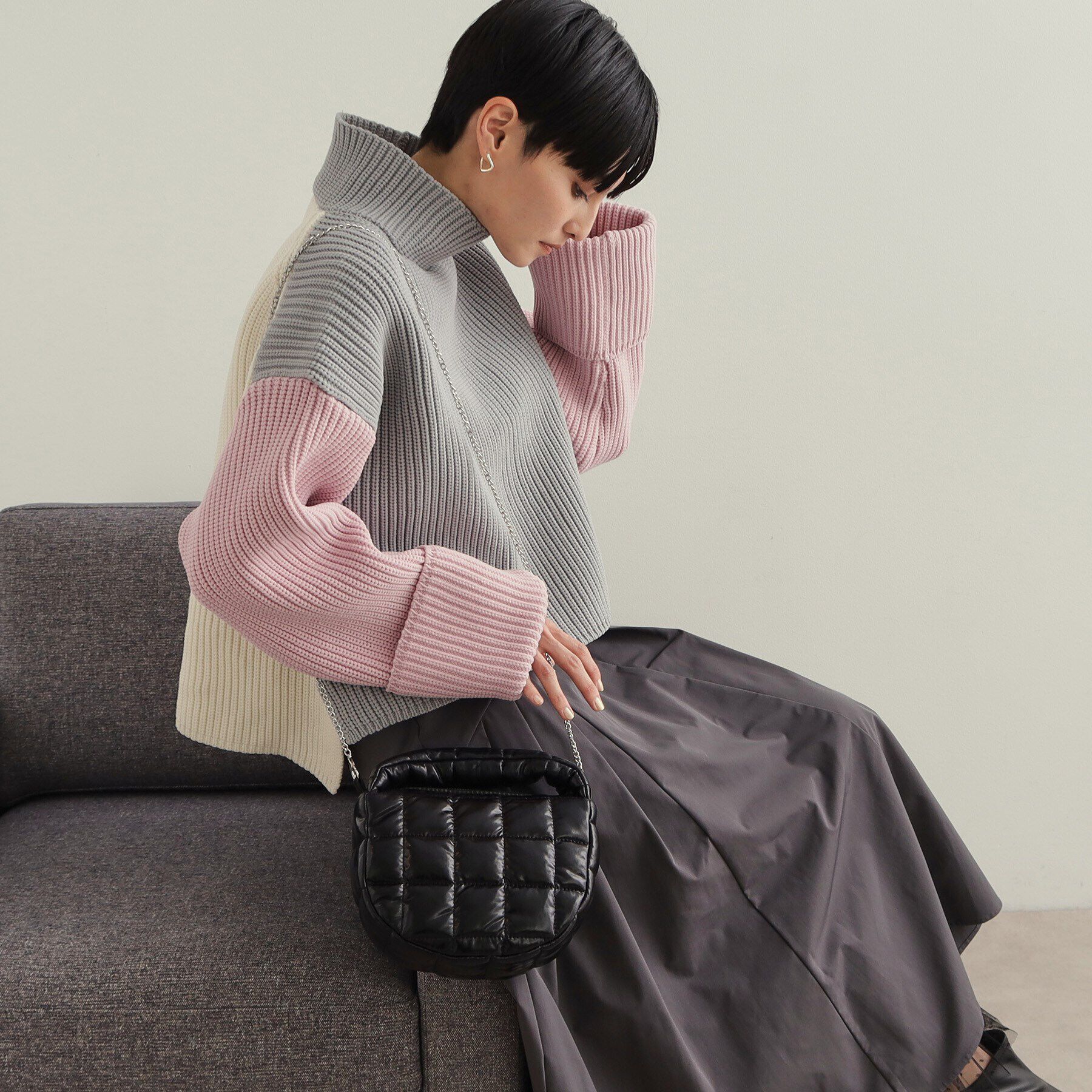 OPAQUE.CLIP「【2WAY】スクエアキルティングシャイニーミニショルダーバッグ」|ショルダー・メッセンジャー|